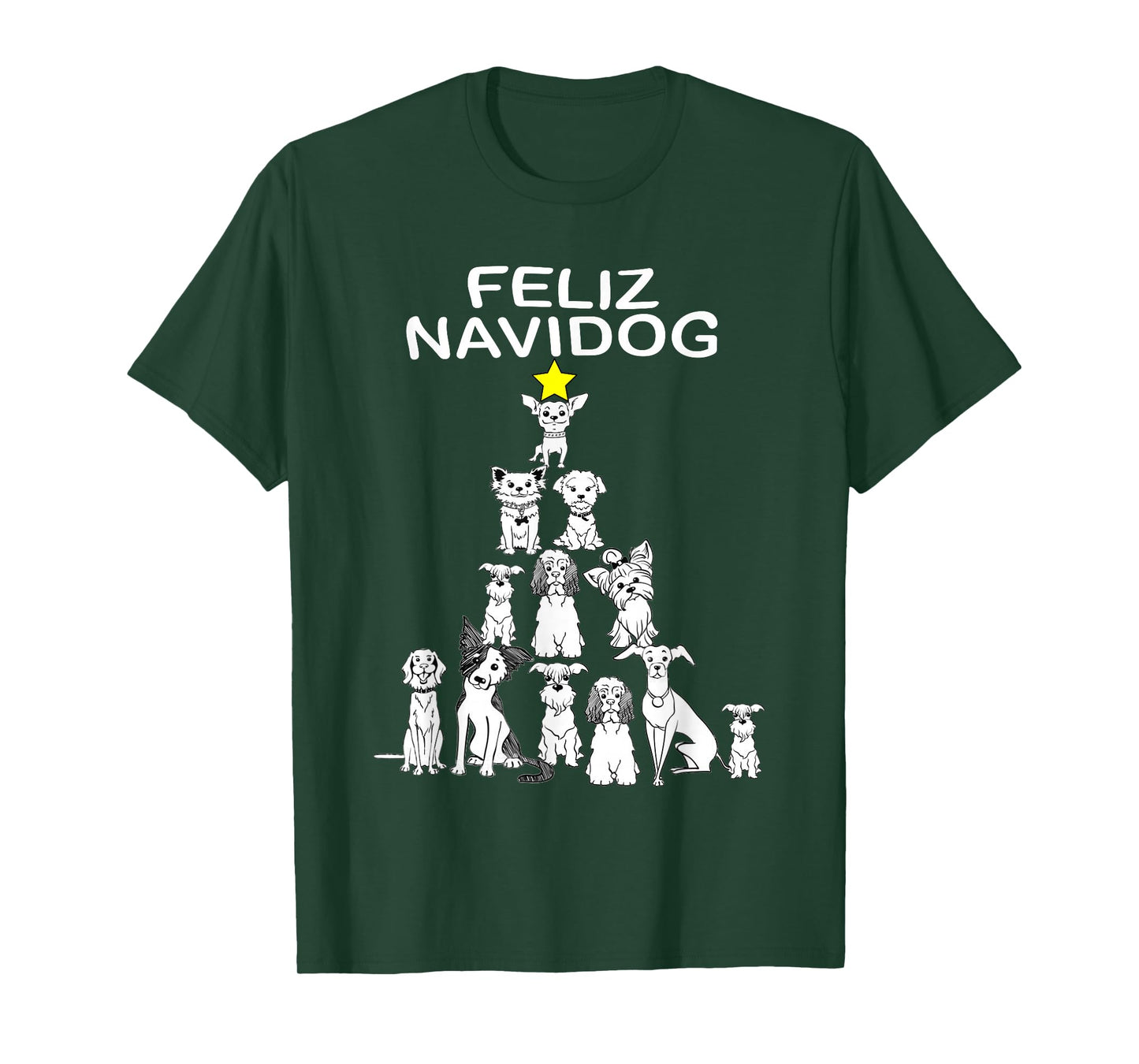 Feliz Navidog Funny Christmas Dog TShirt Cute Xmas Tree Dog T-Shirt