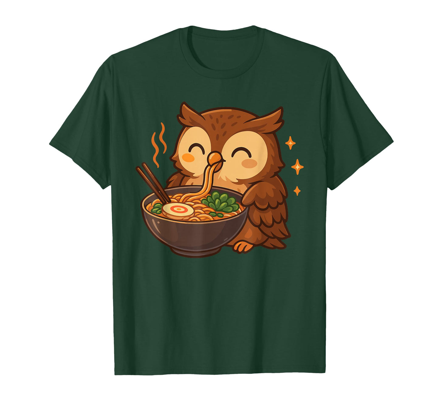 Owl with Noodles Ramen Kawaii Owl T-Shirt