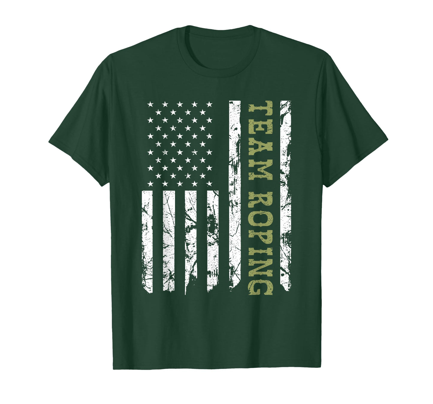 Team Roping Rodeo Vintage American Flag, 4th of July Cowboy T-Shirt