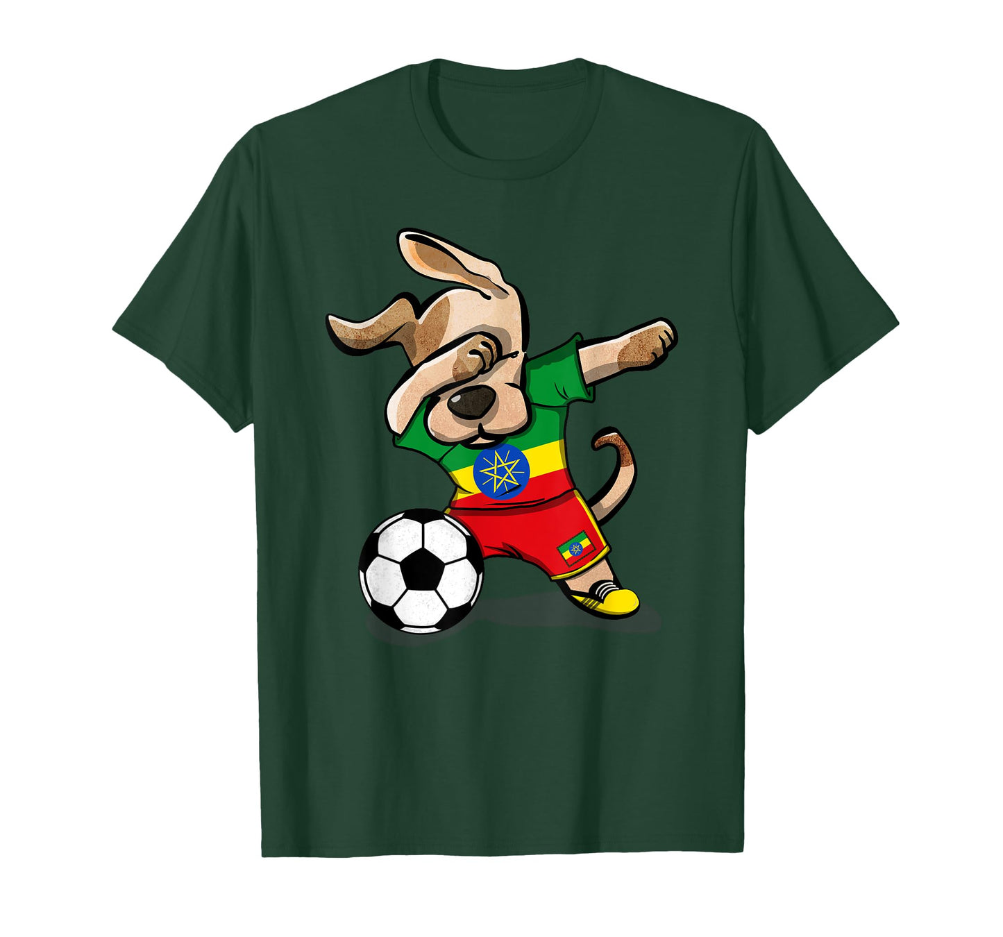 Dabbing Dog Ethiopia Soccer Fans Jersey Ethiopian Football Men Women Girls Kids T-Shirt