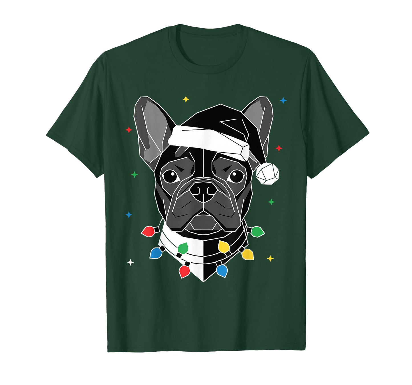 Geometric French Bulldog Santa Hat Christmas Xmas Dog Dad T-Shirt