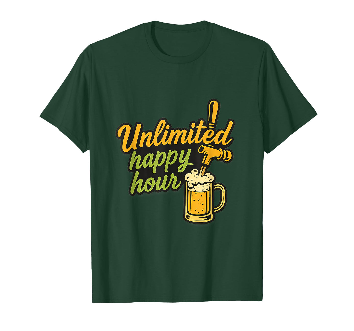 Unlimited Happy Hour Beer Tap Gold Lime Party T-Shirt