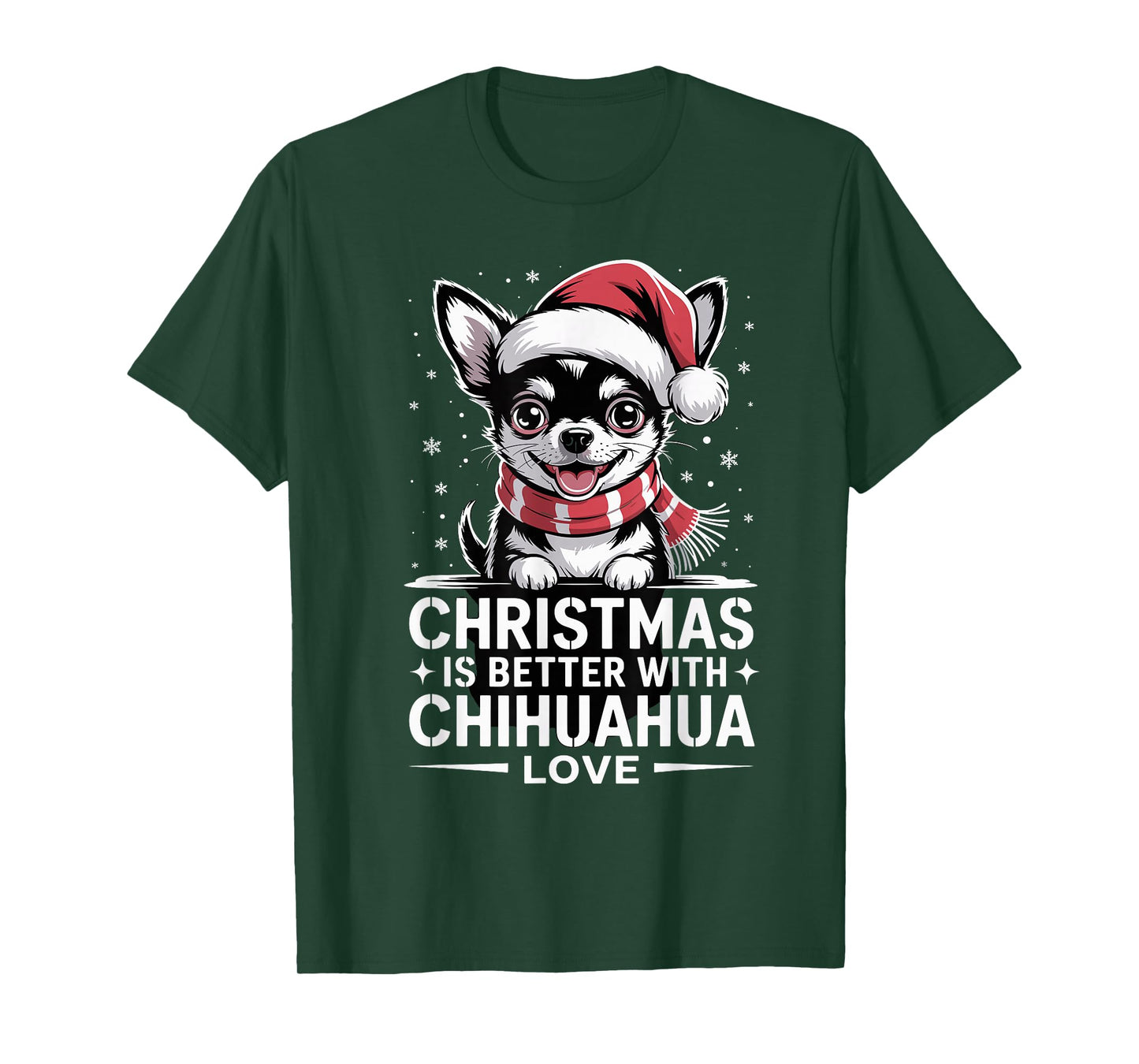Funny Cute Xmas Christmas is Better with Chihuahua Love T-Shirt