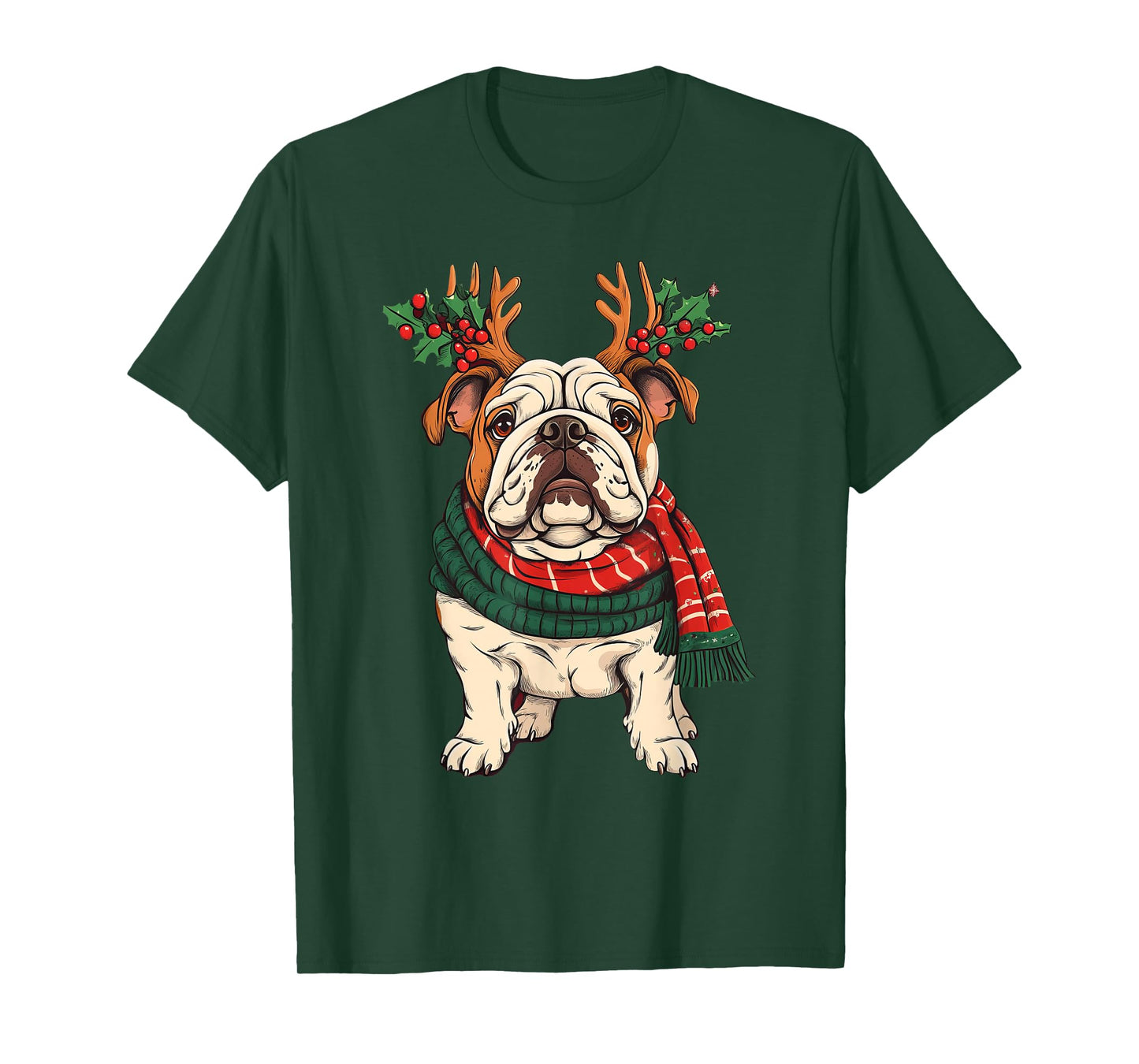 English Bulldog Dog Reindeer Christmas Xmas T-Shirt