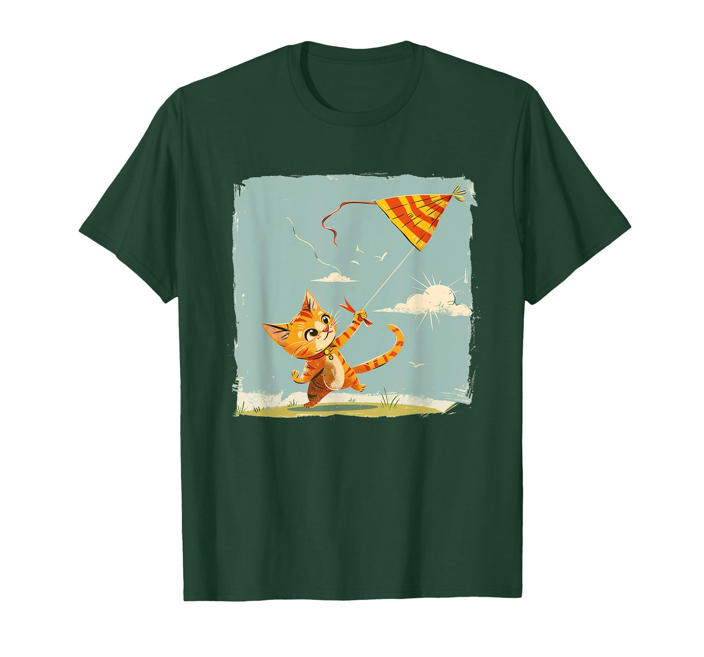 Joyful Cat Flies Kites Statement for a Fun Sky T-Shirt