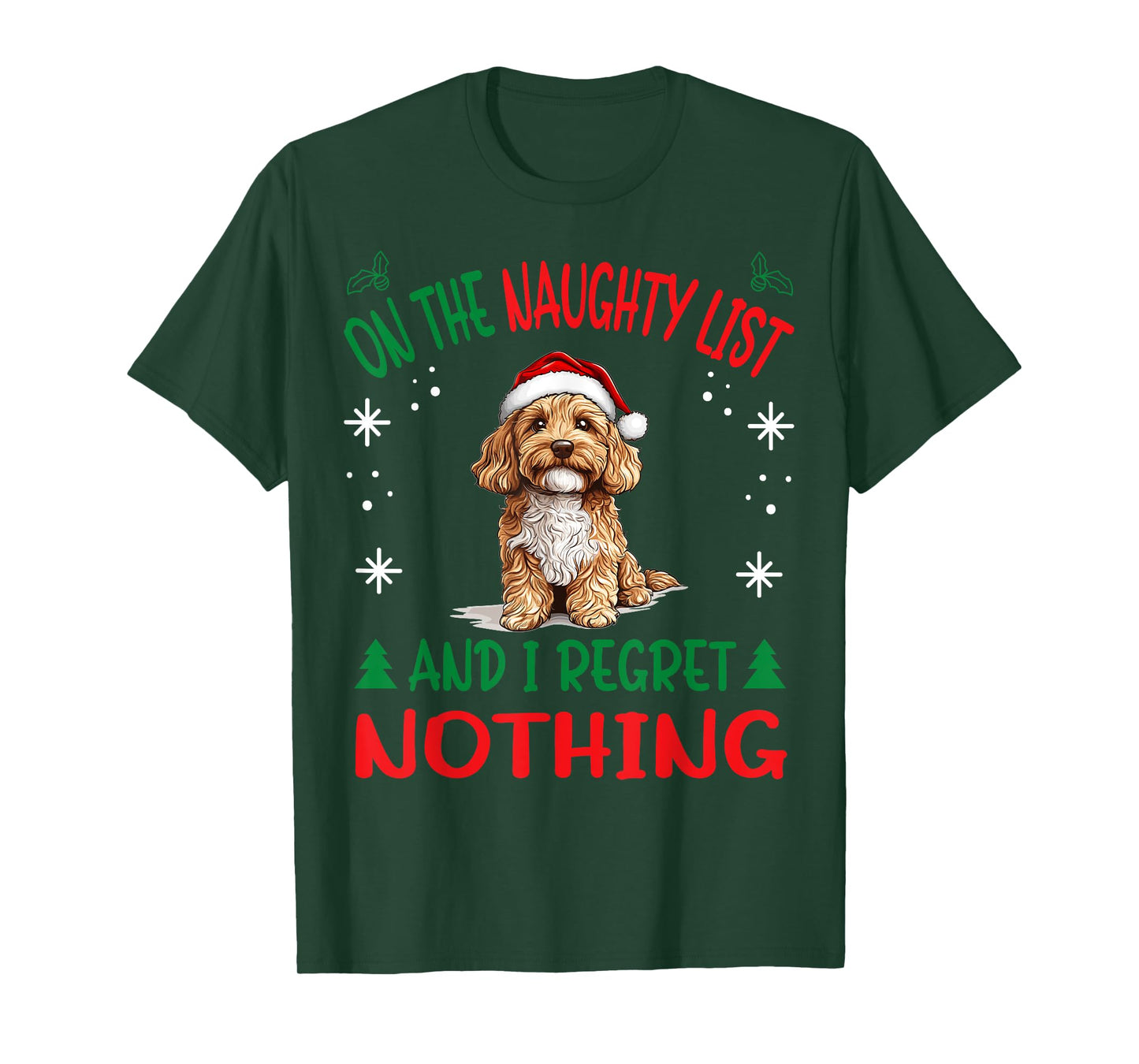 Cute Cavapoo dog Dog Christmas On The Naughty List and I T-Shirt