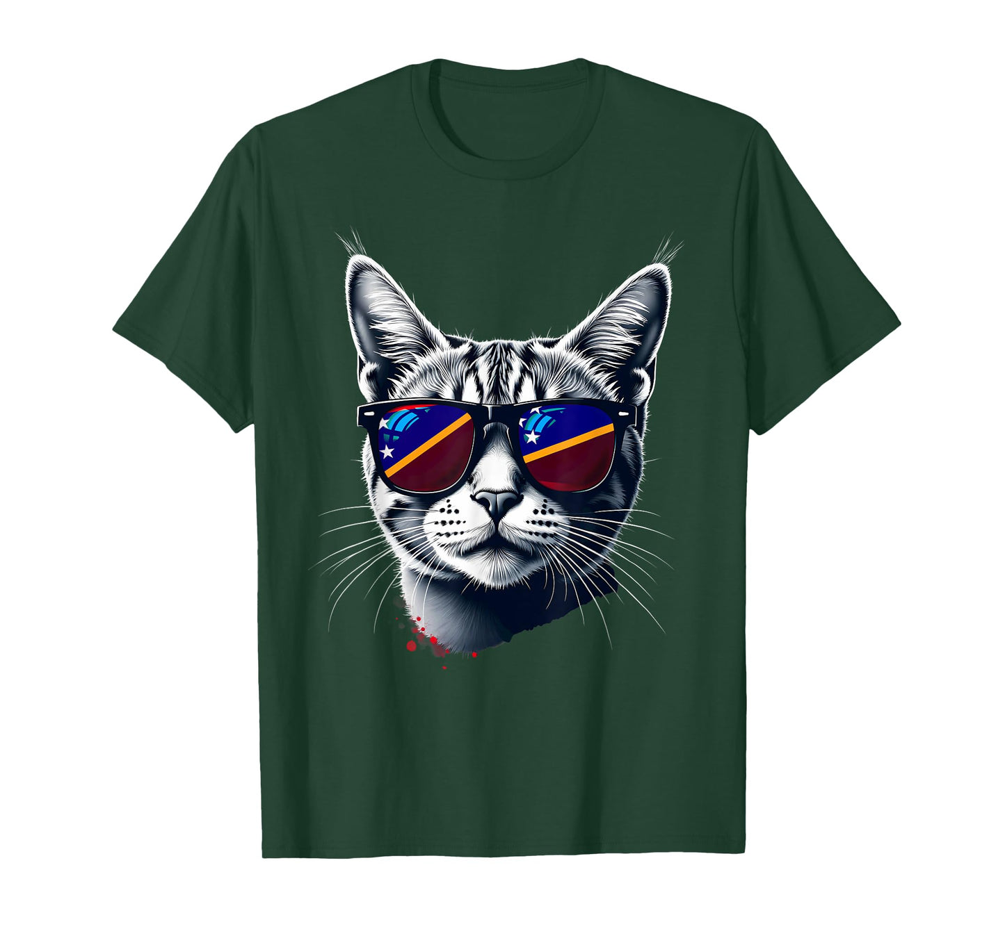 Patriotic Solomon Islands Tabby Cat Soloman Islander Flag T-Shirt