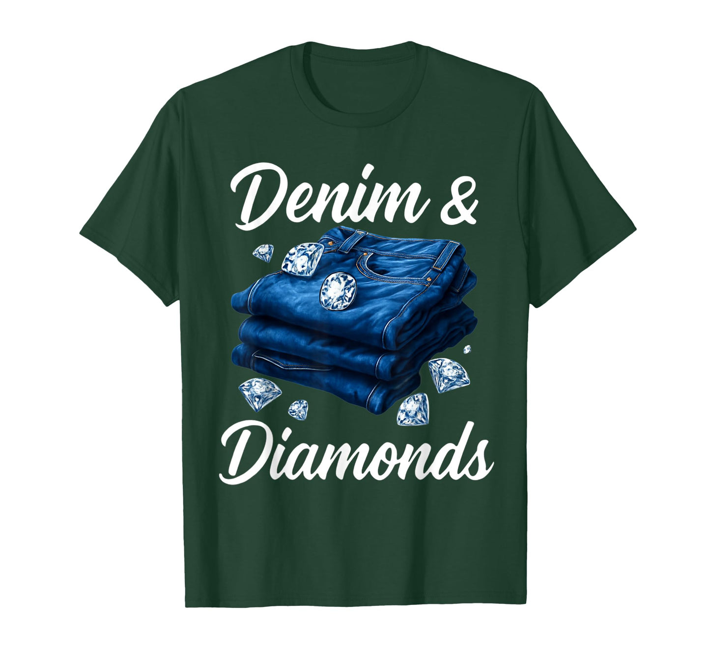 Denim and Diamonds Party Outfit Western Cowgirl Style Womens T-Shirt