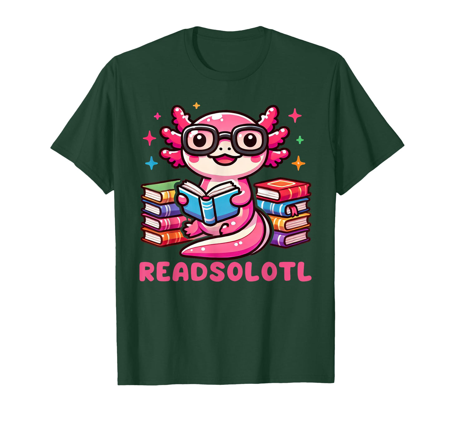 Kawaii Axolotl Readsolotl Book Lover Reading Bookworm Girls T-Shirt