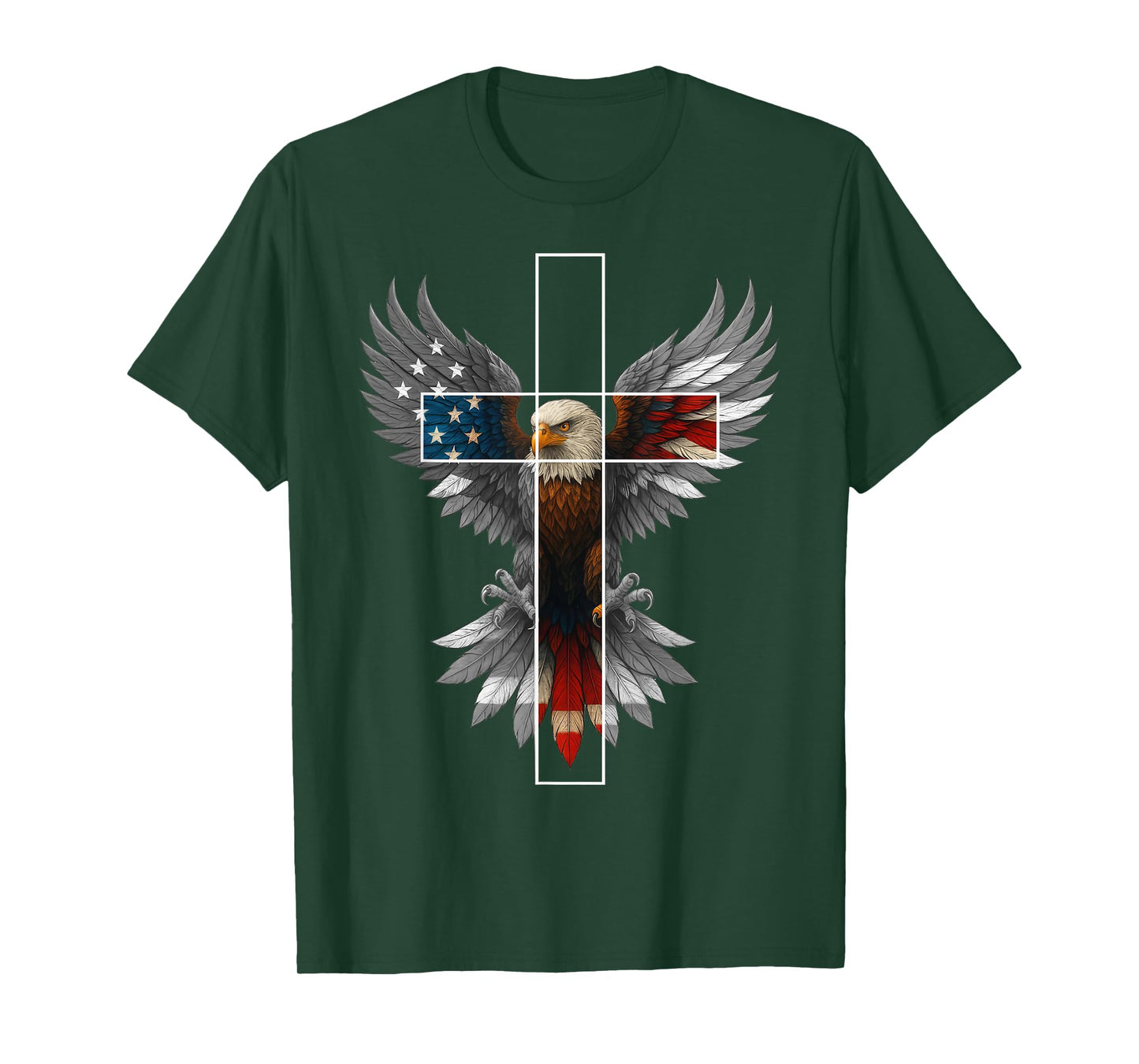 American Flag Eagle Cross Christian 4th Of July Patriotic T-Shirt