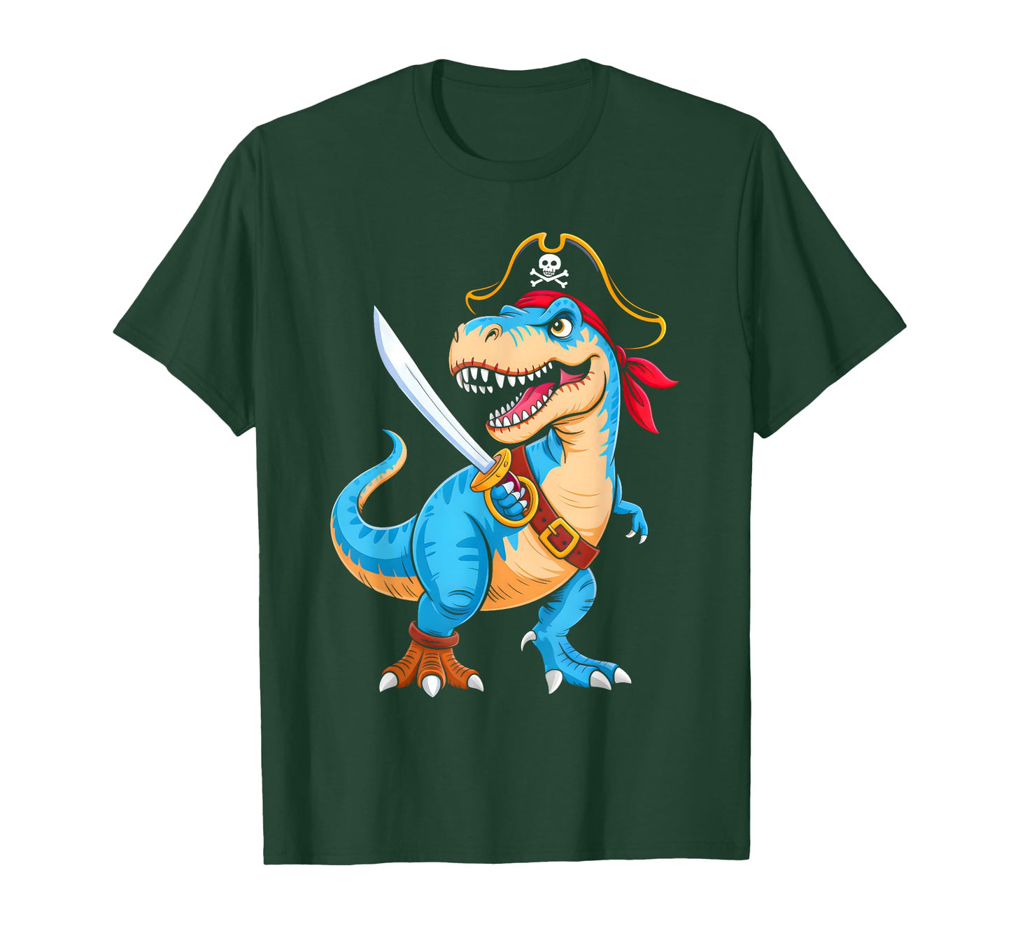 Pirate Dinosaur T Rex Boys Kids Funny Halloween Costume T-Shirt
