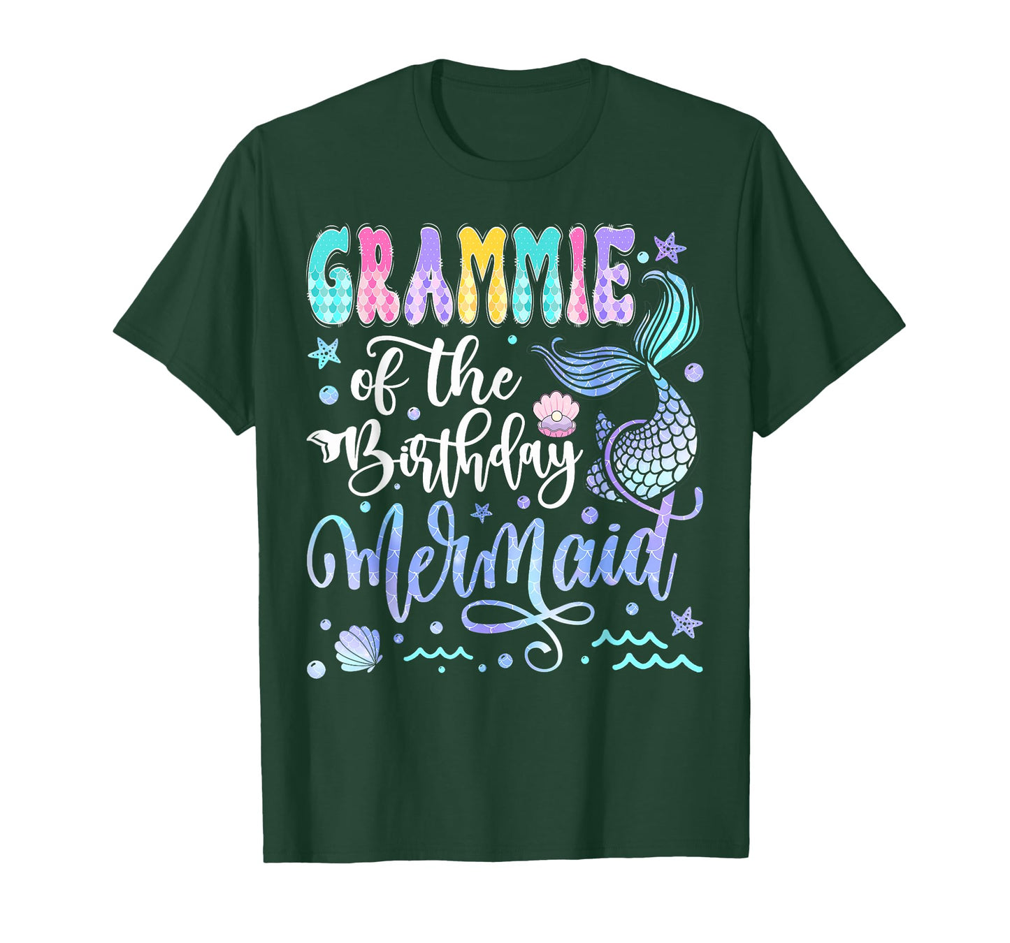 Grammie Of The Birthday Mermaid Bday Girl Groovy T-Shirt