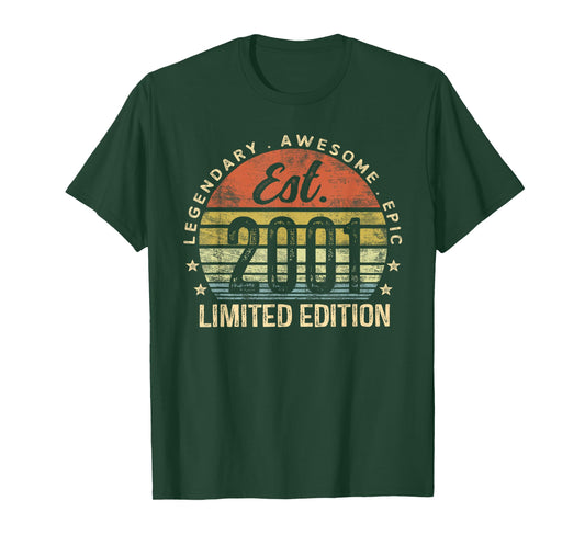 Est 2001 Limited Edition 24th Birthday Gifts 24 Year Old T-Shirt