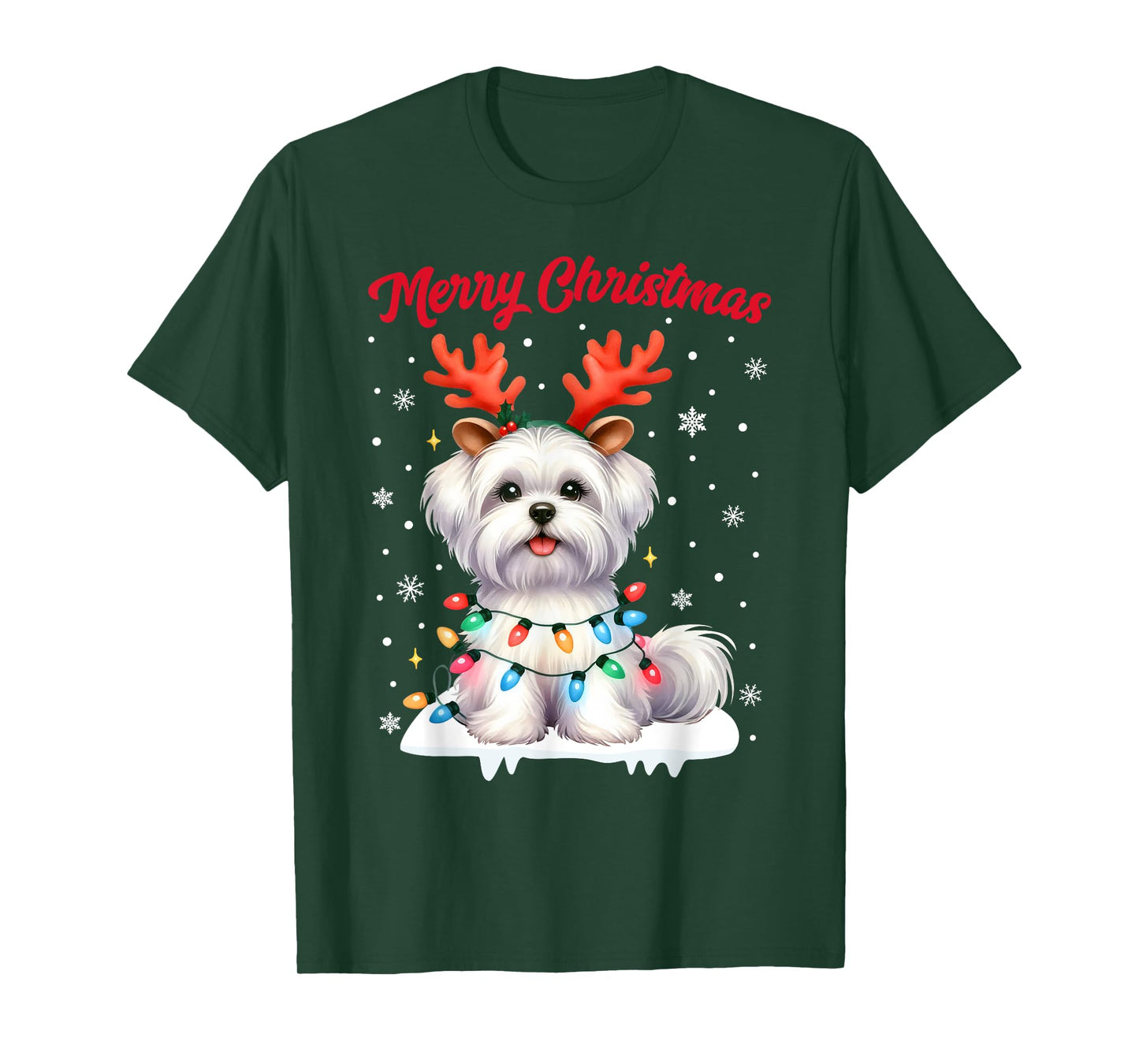 Christmas Pajamas Men Women Kids Maltese Dog Christmas T-Shirt