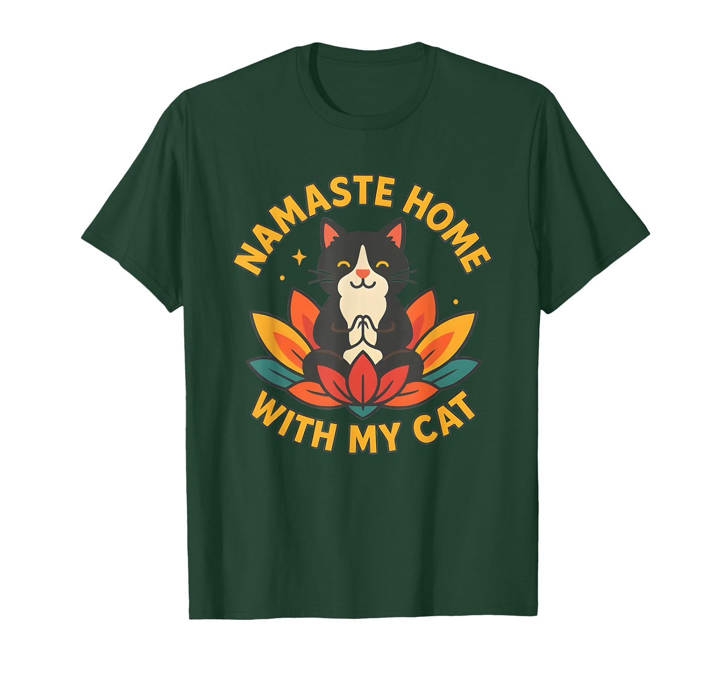 Namaste Home with My Cat Cute Yoga Meditation Cat Lover T-Shirt