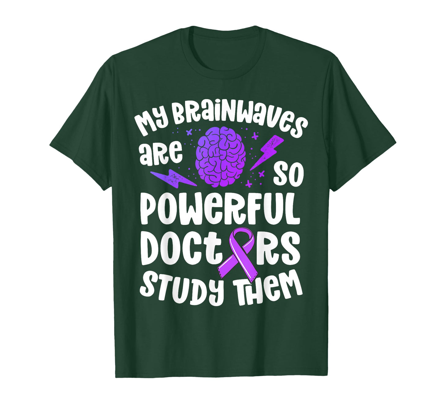 Kids Epilepsy Awareness Shirt Powerful Brainwaves Purple T-Shirt