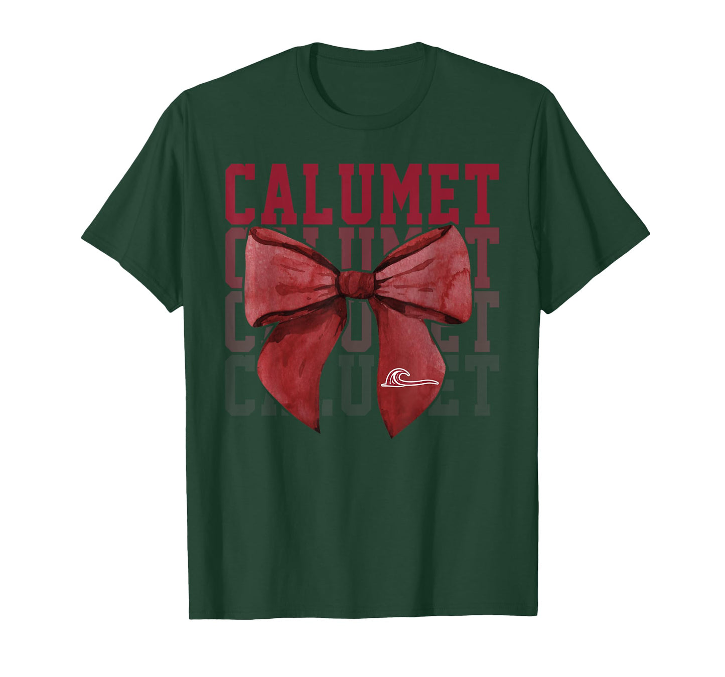 Calumet College Crimson Wave Bow Vintage Athletics Girls T-Shirt