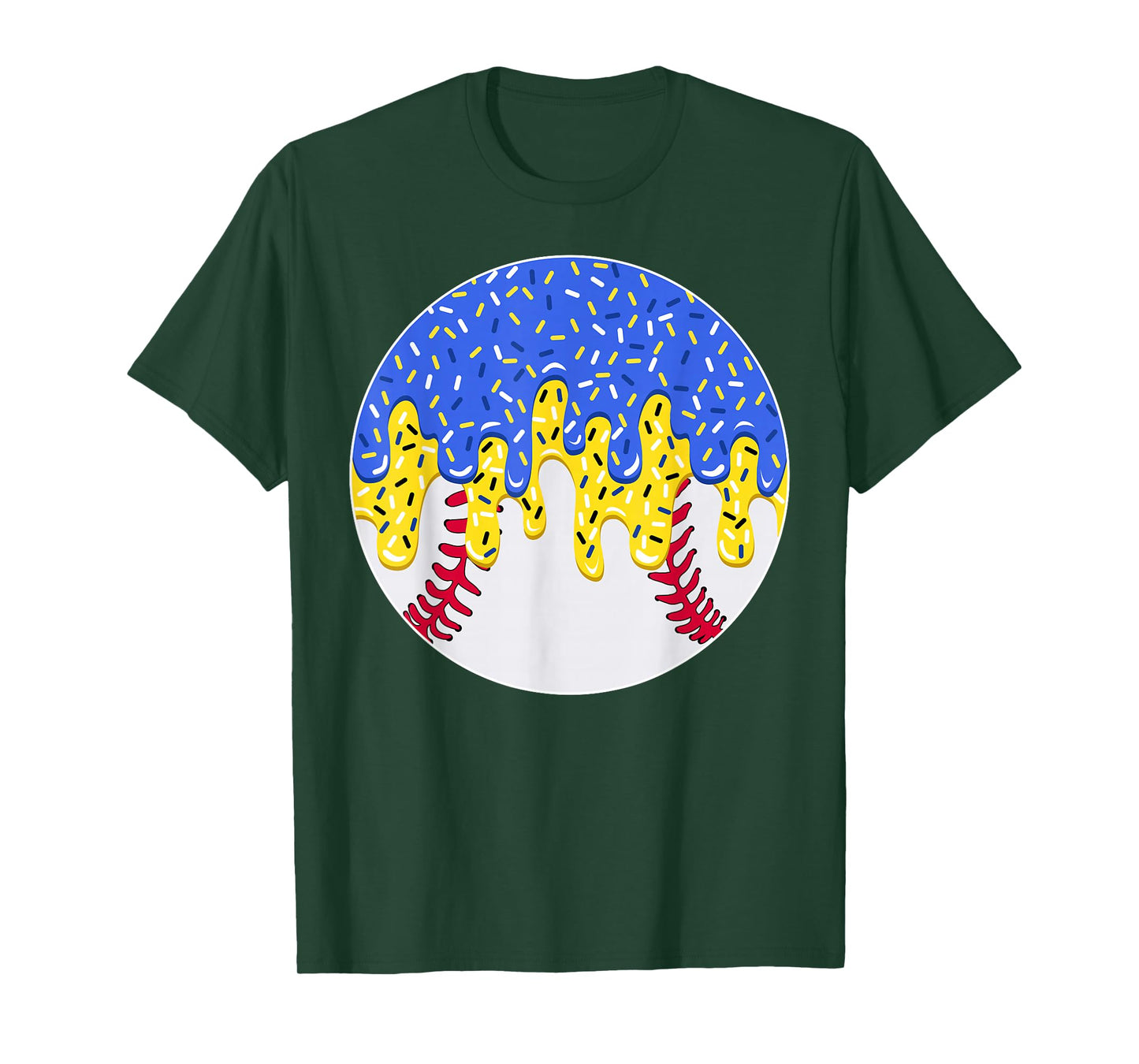 Baseball Blue and Gold Ice Cream Drip with Sprinkles T-Shirt