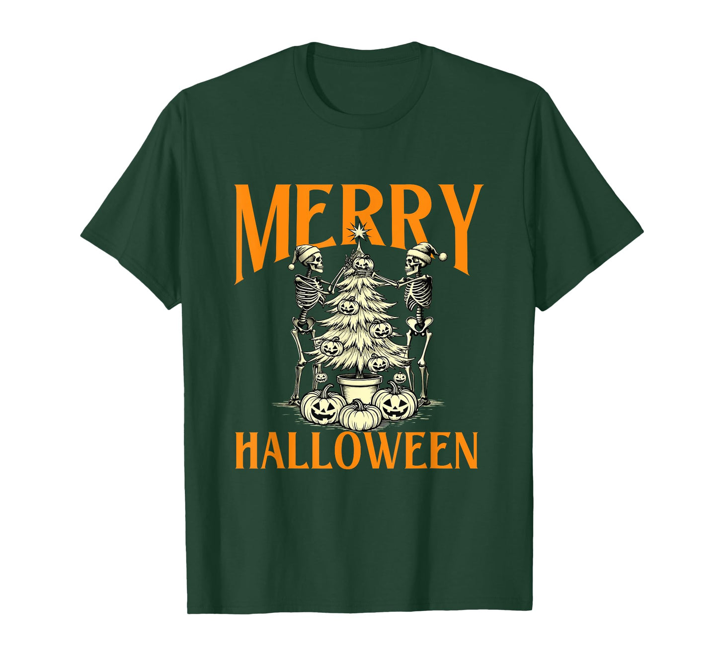 Merry Halloween - Spooky Witch Halloween Skeleton T-Shirt
