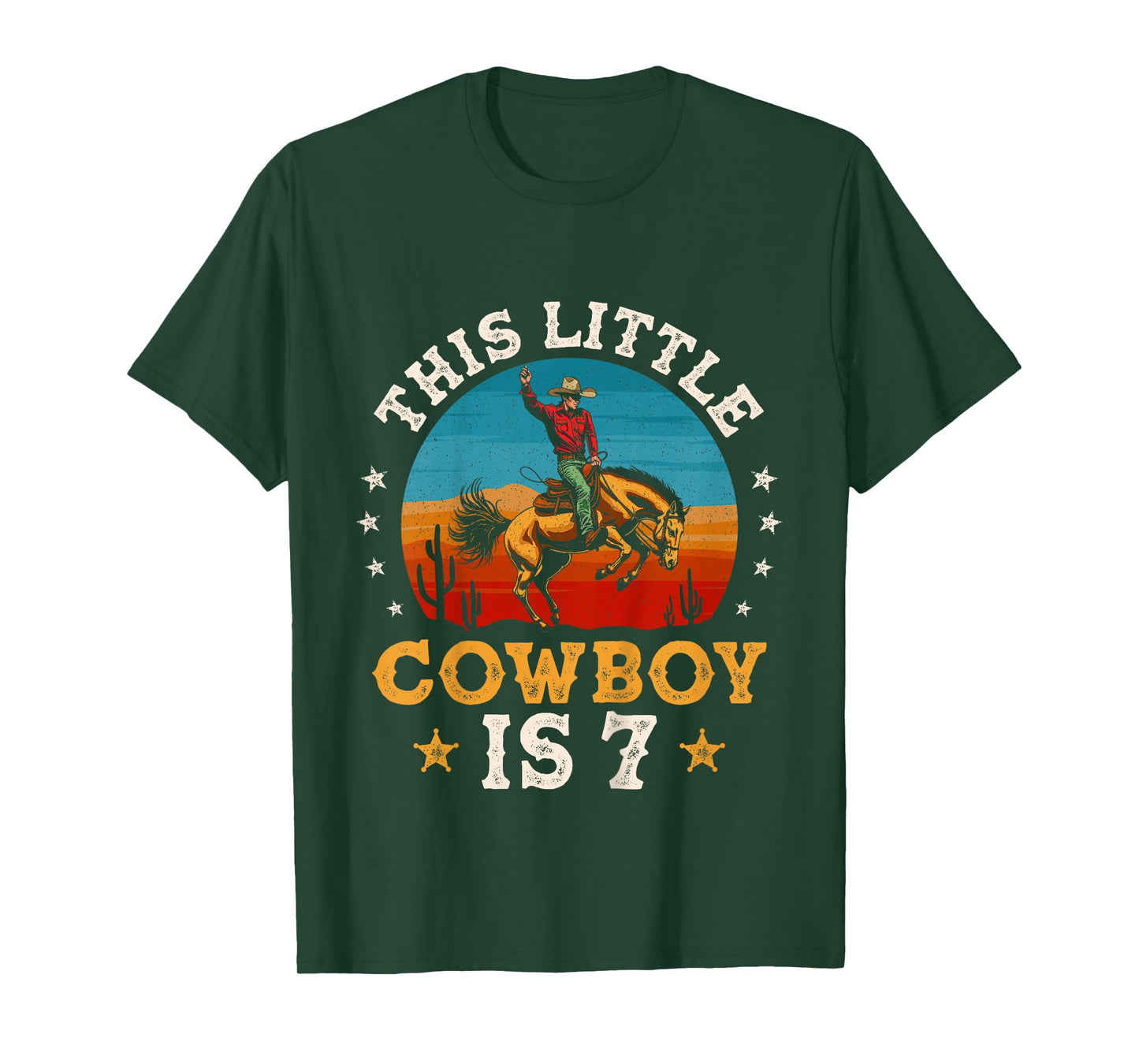 Kids Cowboy 7th Birthday Party 7 Year Old Boy Western Rodeo Horse T-Shirt