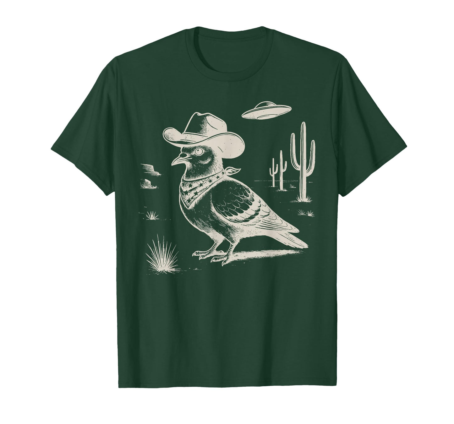 Pigeon Cowboy Hat Western Country UFO Vintage 90s Bird Lover T-Shirt