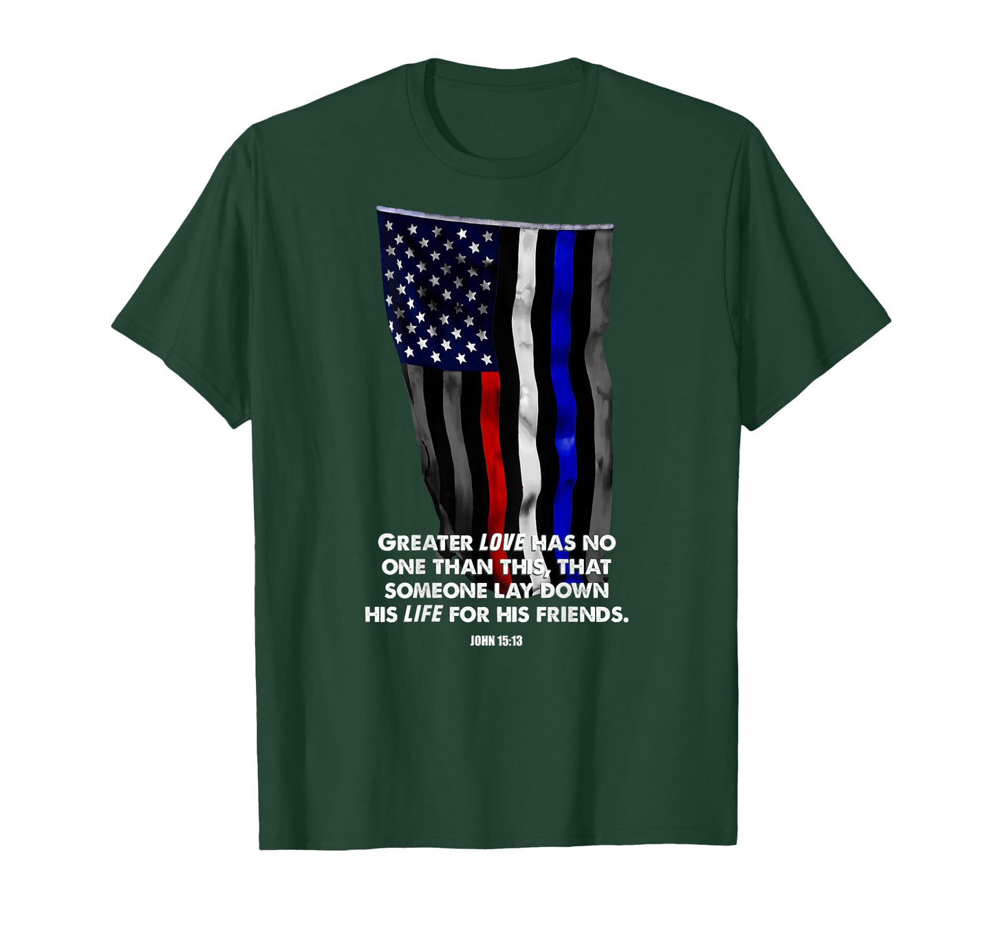 Police Fire EMS First Responder Bible Verse Flag T-Shirt T-Shirt