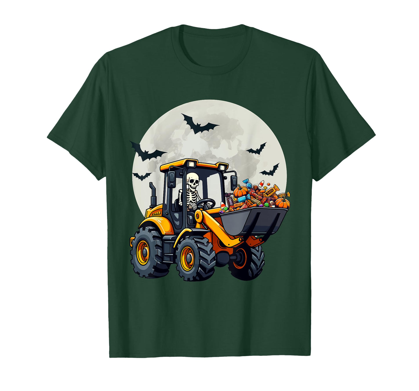 Skeleton Driving Candy Loader Kids Halloween Truck Costume T-Shirt