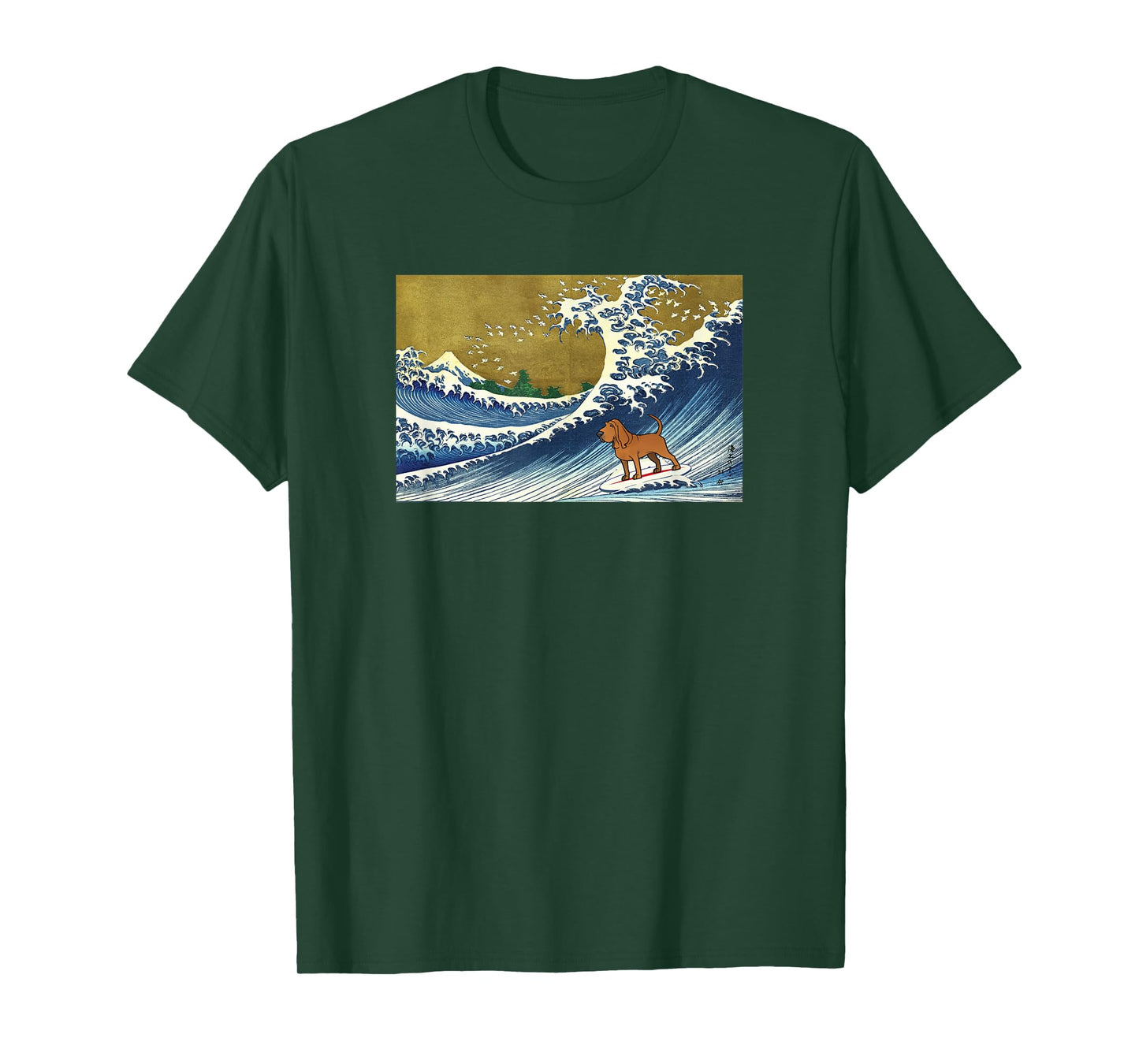 Funny Retro Vintage Surfing A Wave Bloodhound Dog Lover T-Shirt for Men Women Girls Kids