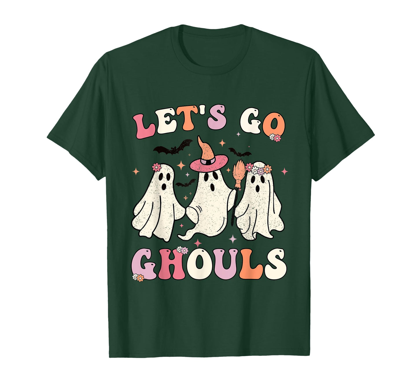 Retro Groovy Let's Go Ghouls Halloween Ghost Outfit Costumes T-Shirt