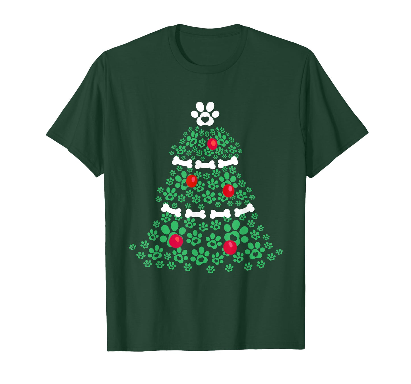 Cute Xmas Dog Paw Christmas Tree Puppy Lovers Men Women Kids T-Shirt