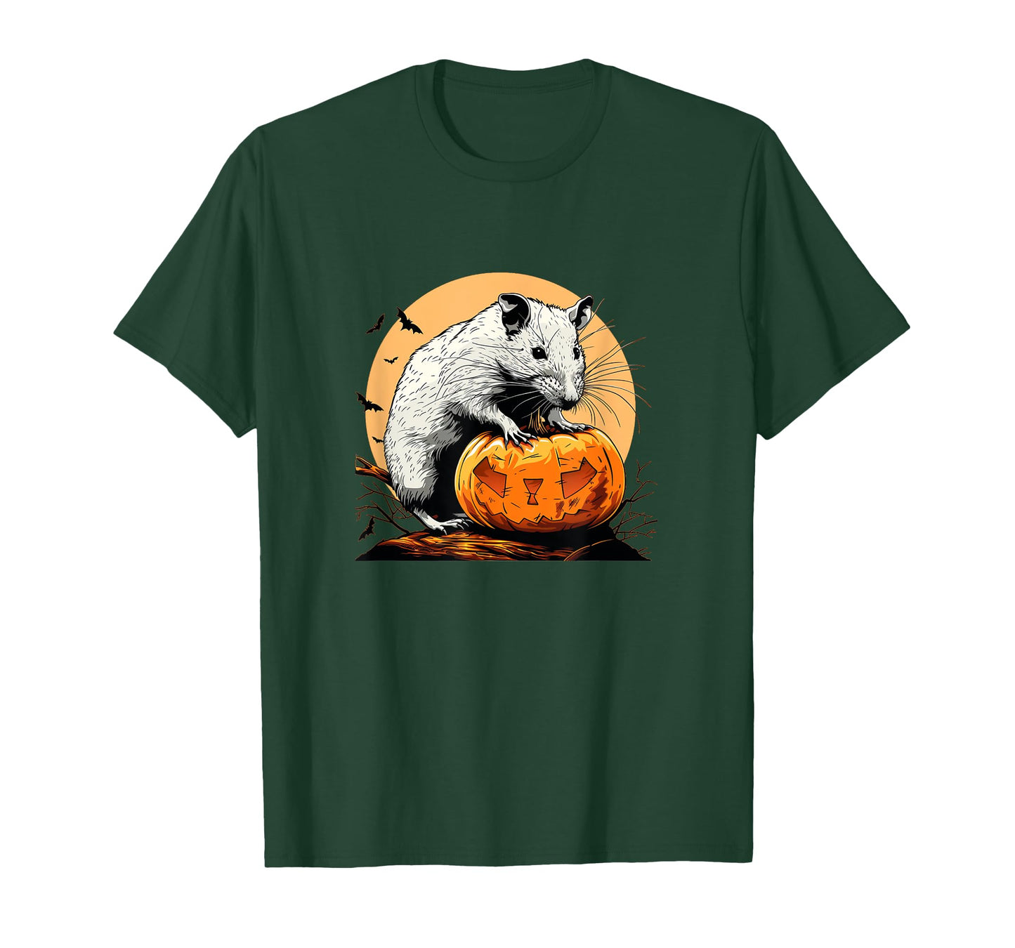 Halloween Night Fun with a White Rat and Pumpkin T-Shirt