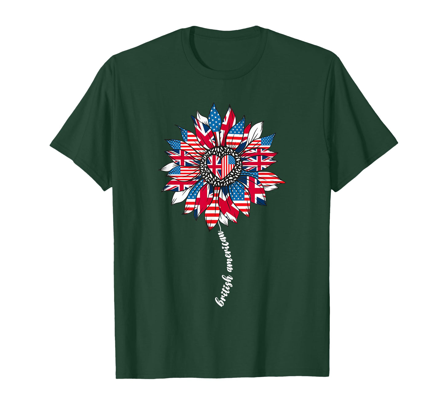 Half American And British America Great Britain UK USA Flag T-Shirt