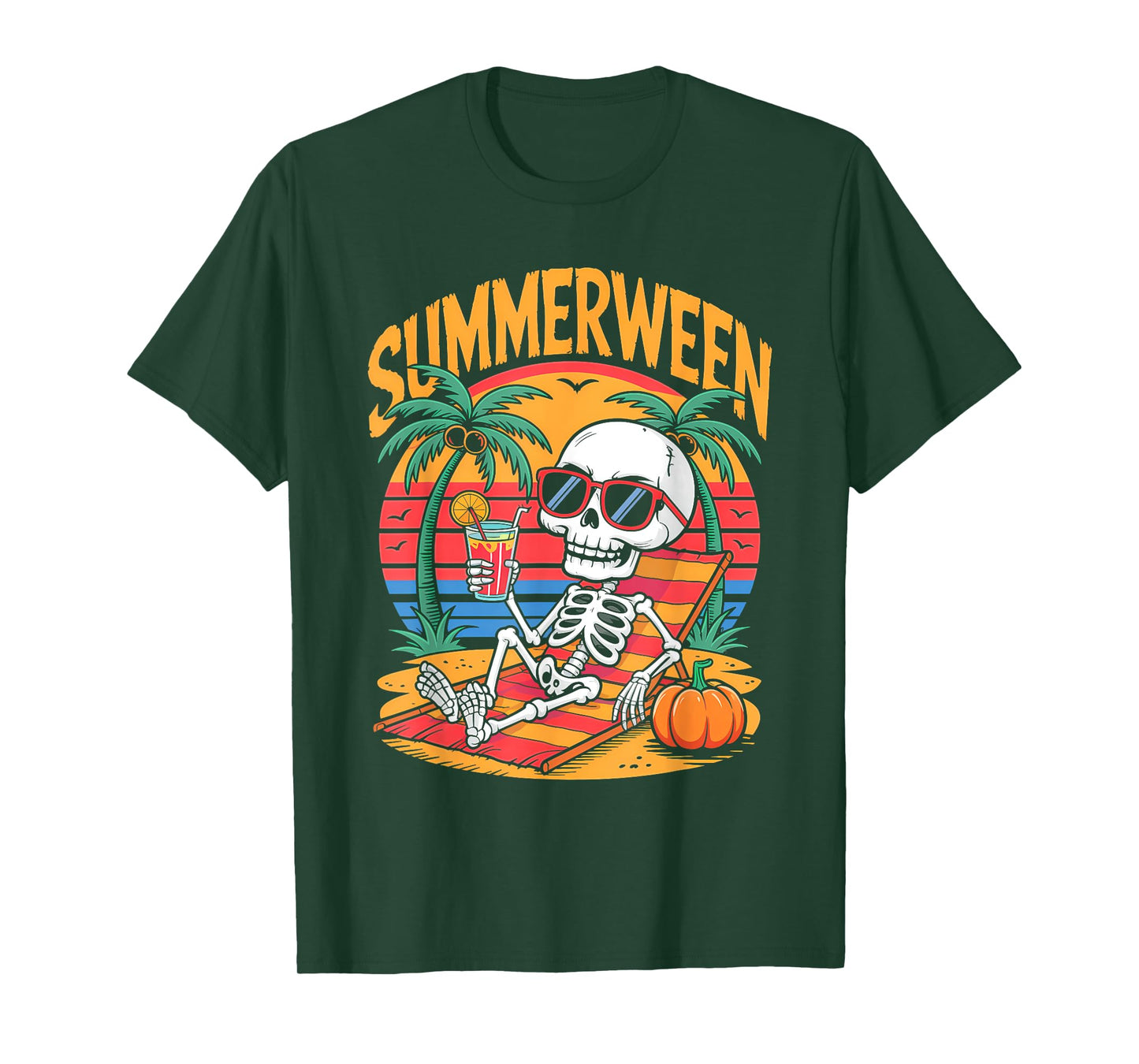 Cute Summerween Ghost Funny Beach Halloween T-Shirt