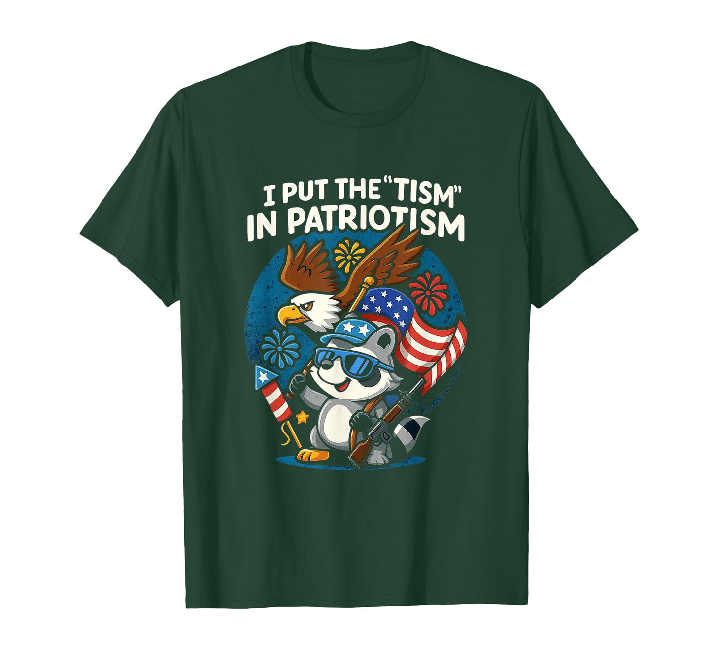 I Put The Tism in Patriotism Athletic Eagle T-Shirt