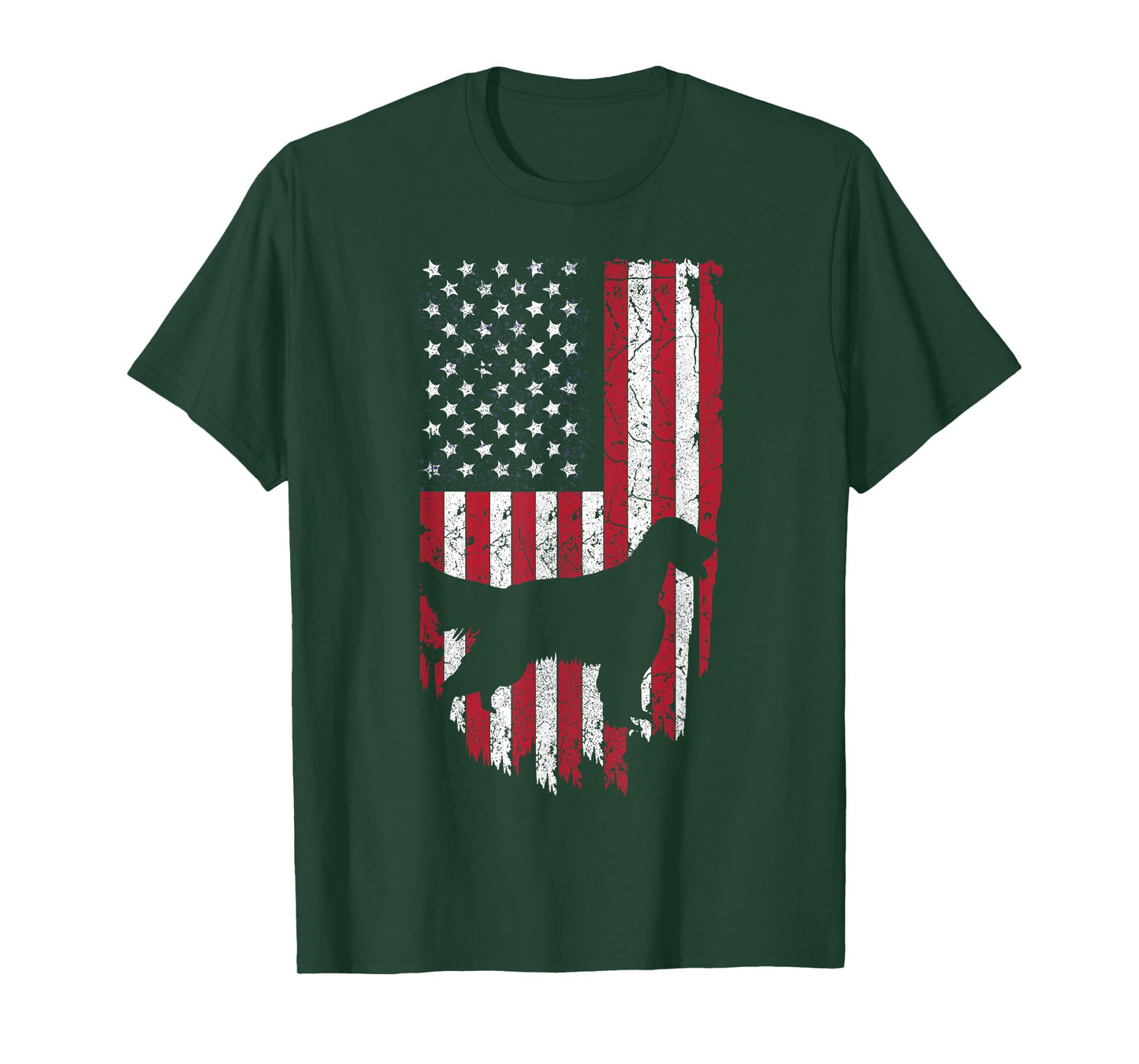 English Setter Dog Silhouette Shirts, 4th Of July USA Flag T-Shirt for Women Kids Men