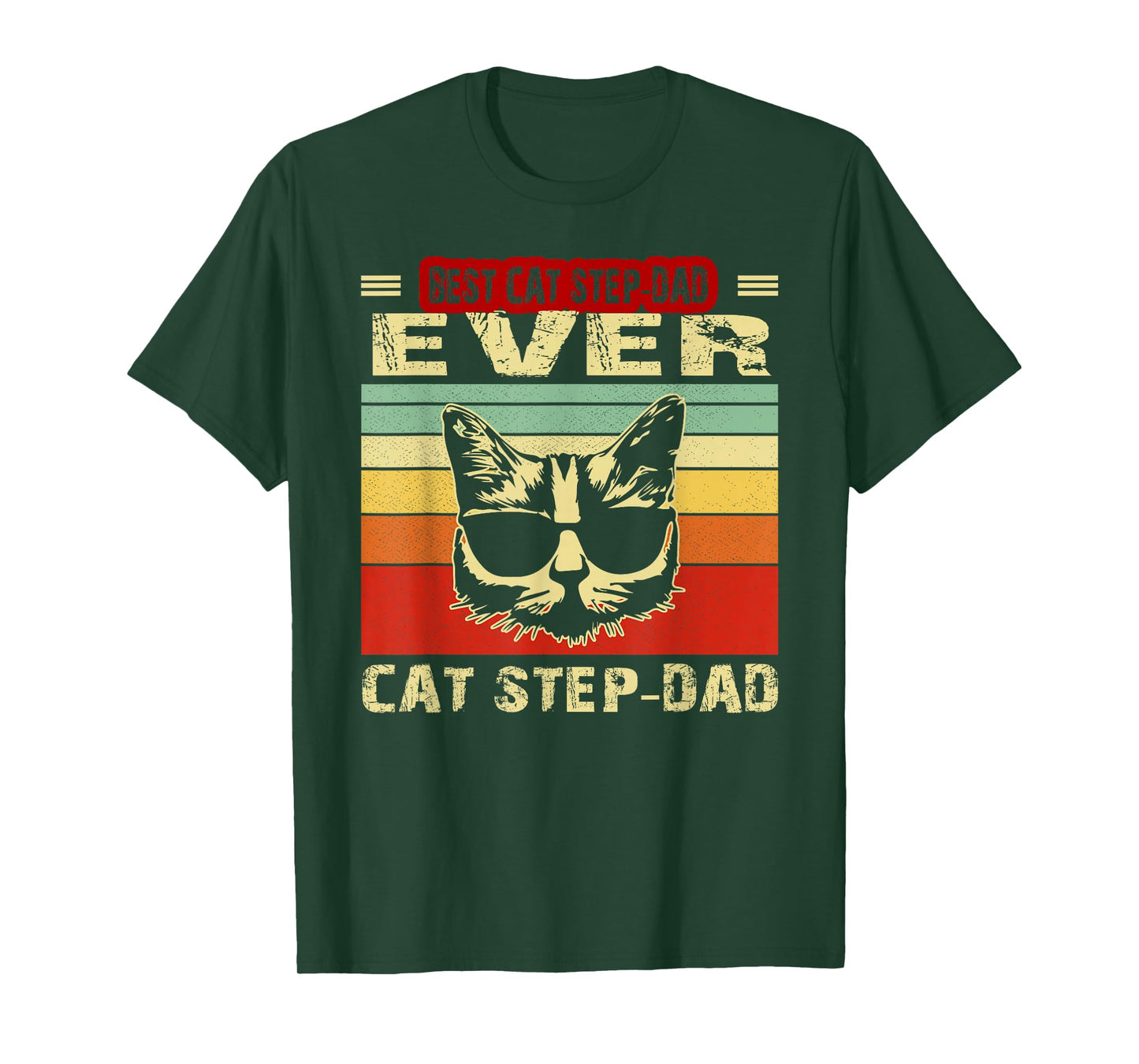 Vintage Best Cat Step-Dad Ever Shirt Cat Step-Dad Fathers Men T-Shirt