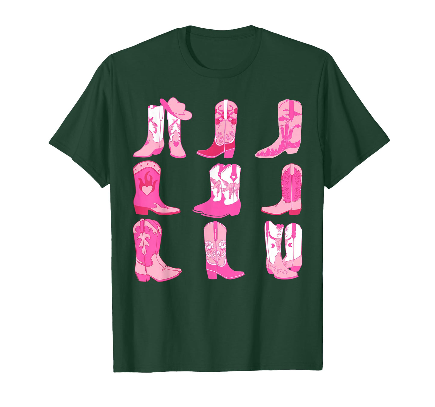 Western Country Rodeo Pink Cowboy Cowgirl Boots T-Shirt