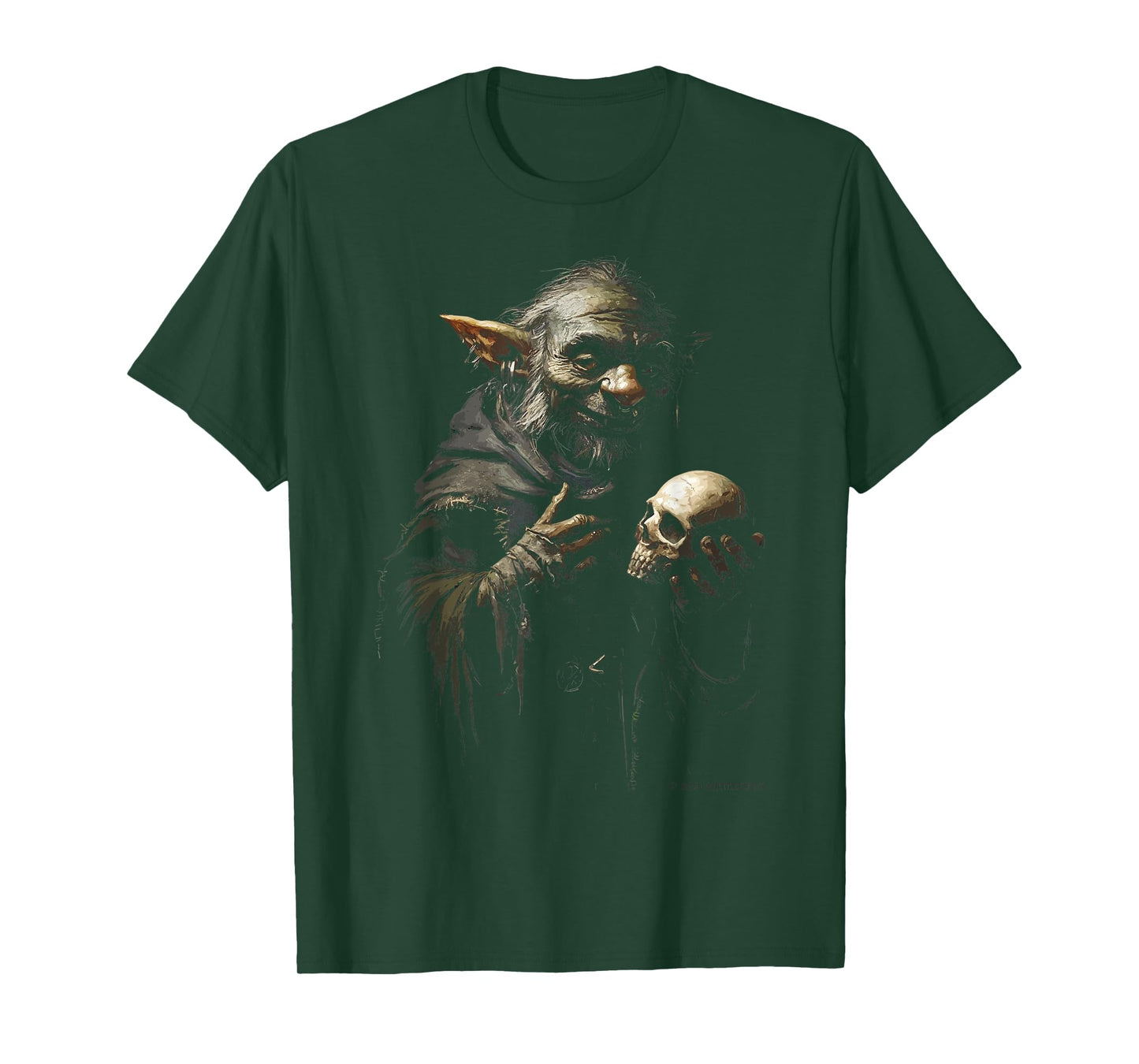 Goblin with Skull Goblincore Gothic Dark Aesthetic T-Shirt