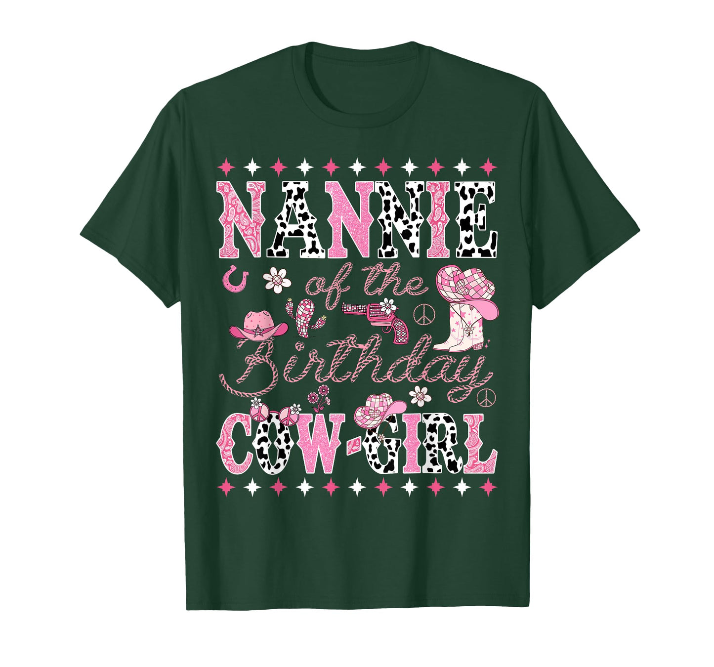 Nannie Of The Birthday Cow Girl Pink Rodeo Nannie T-Shirt