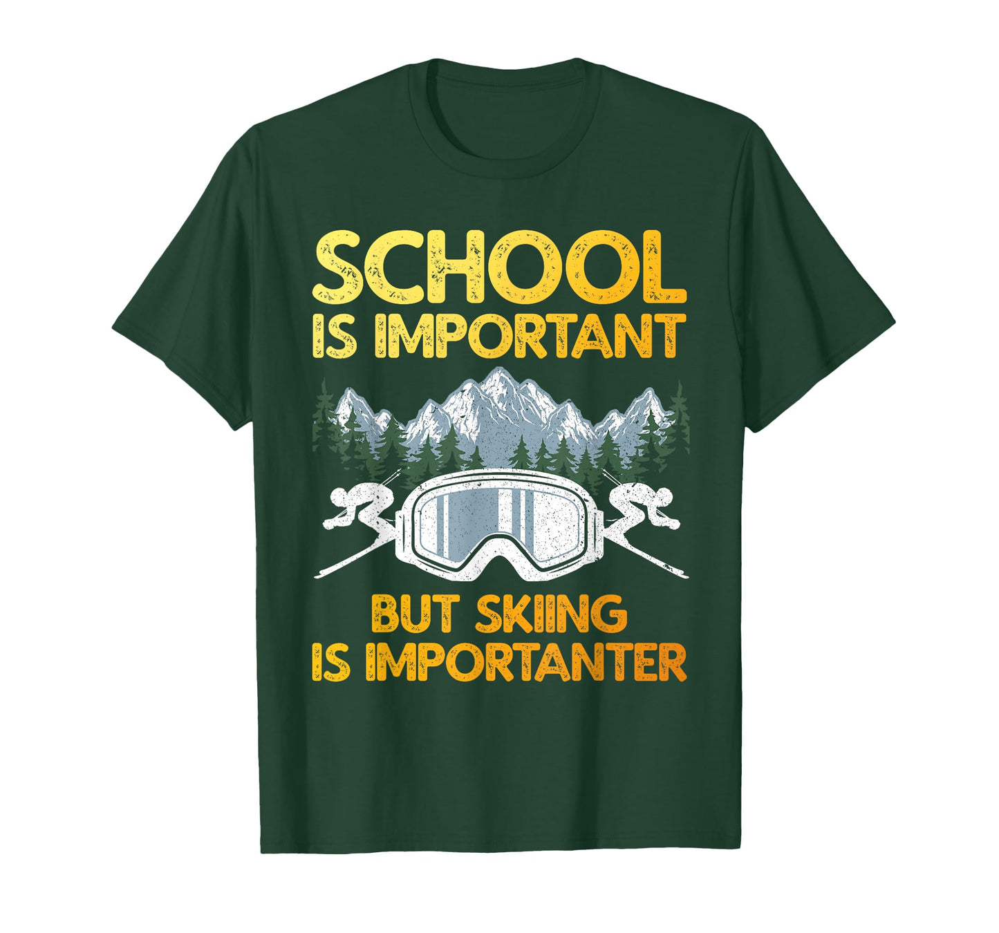 Funny Skiing Art for Boys Girls Kids Skier Ski Skiing Lovers T-Shirt