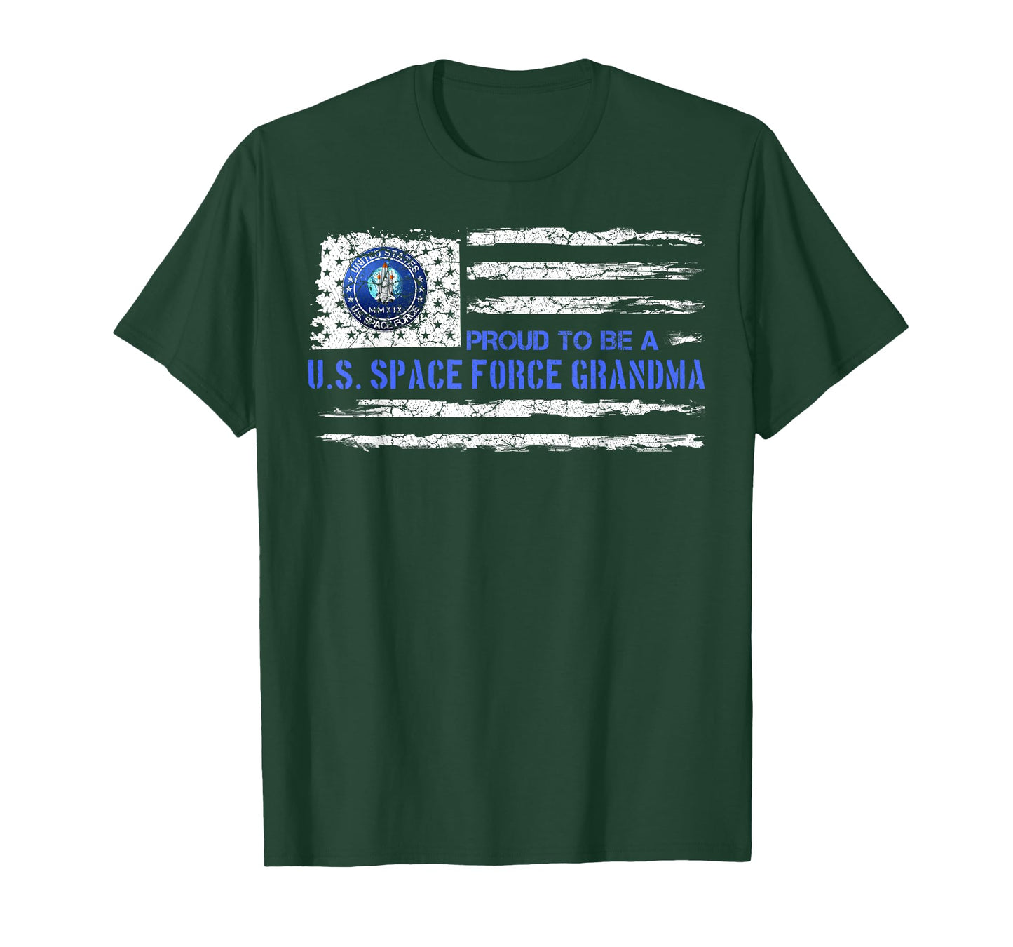 Vintage American Flag Proud US To Be A Space Force Grandma Women Men T-Shirt