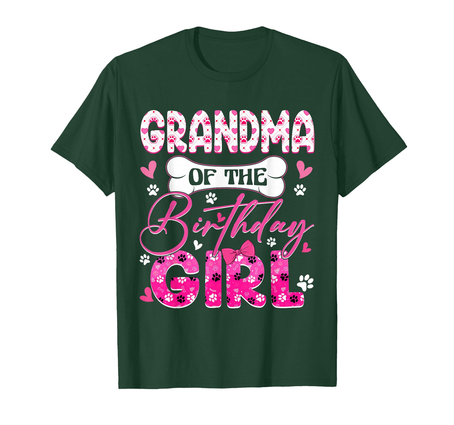 Grandma Of The Birthday Girl Dogs Paw Theme Family Party T-Shirt