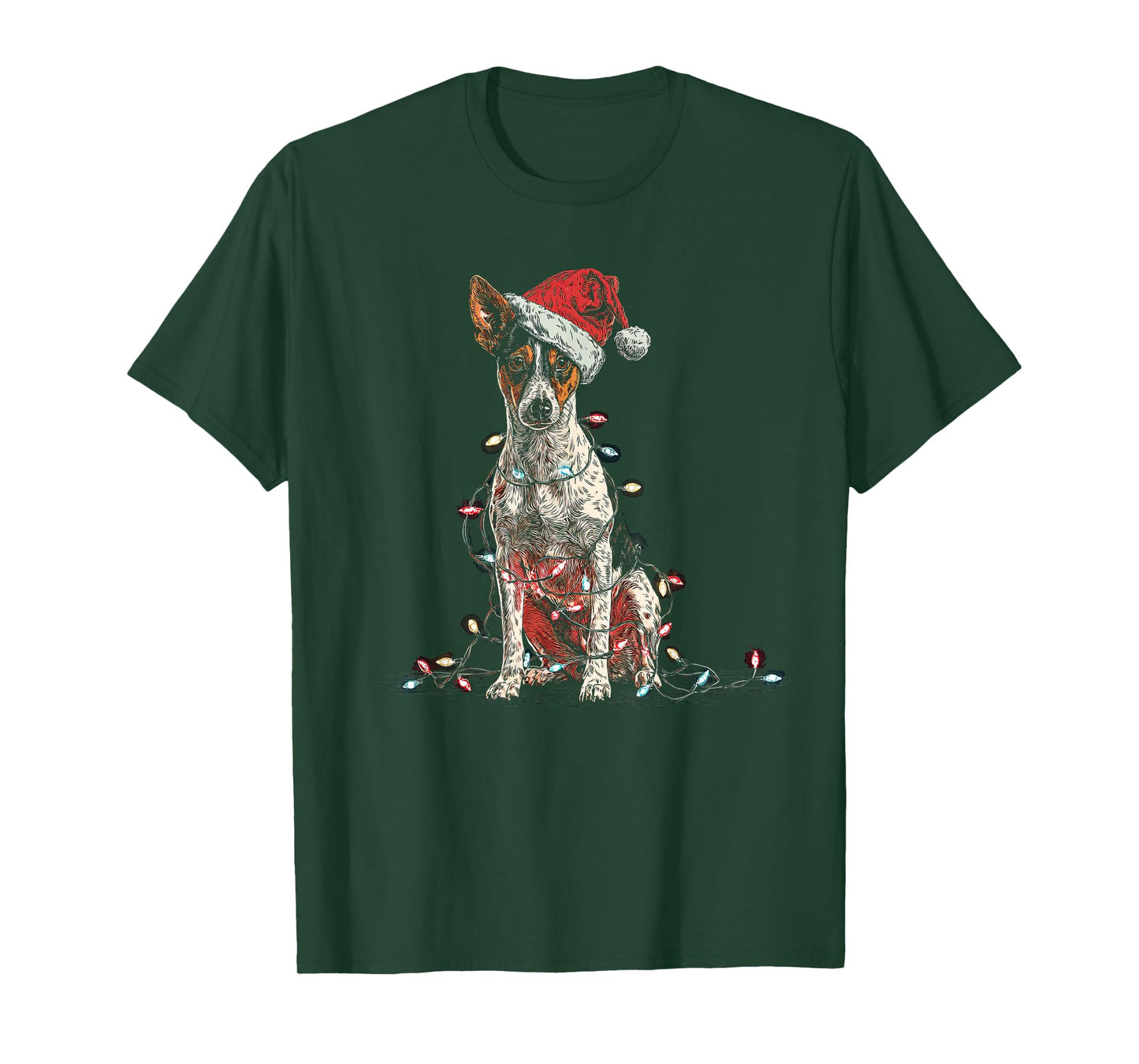 Funny Rat Terrier Christmas Graphics Dog Lights Lover T-Shirt