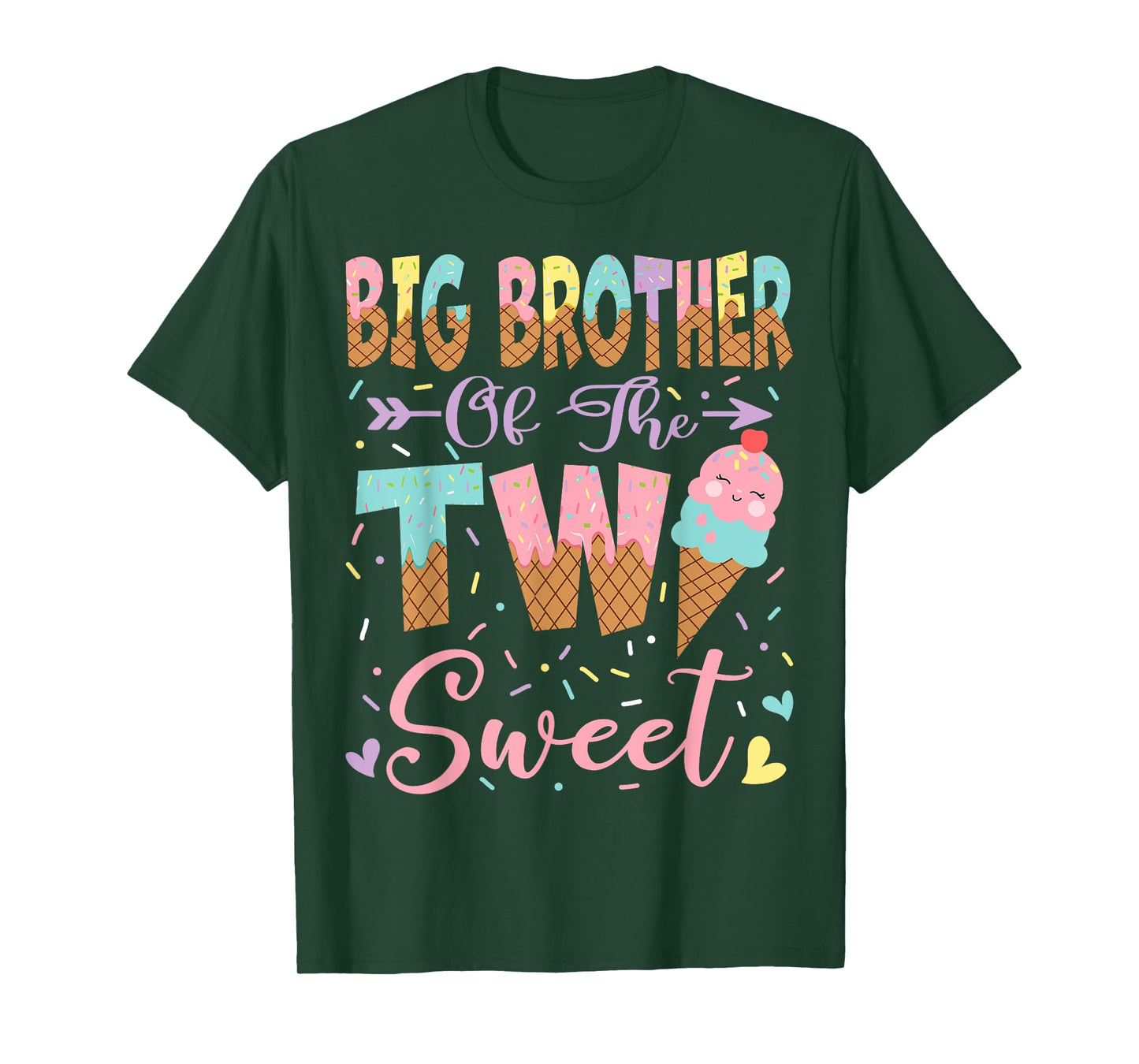 Big Brother Of The Two Sweet 2Nd Birthday Summer Ice Cream T-Shirt