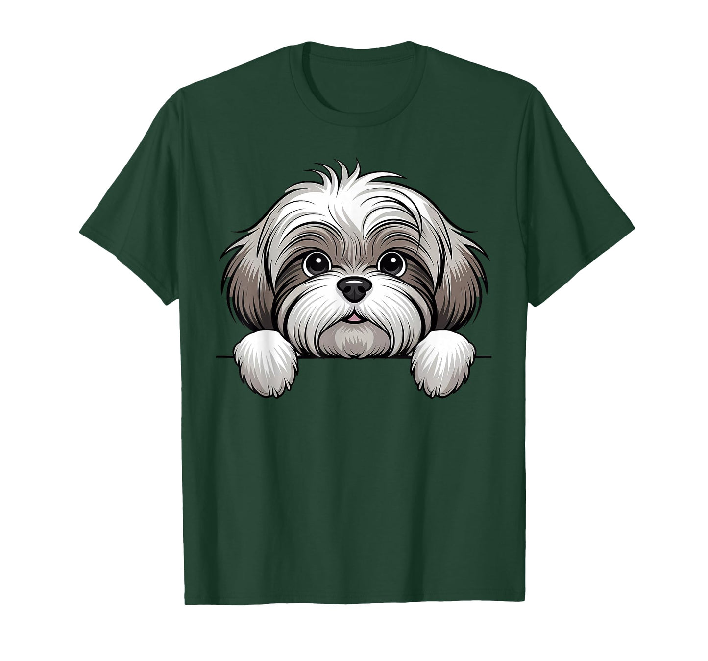 Cute Lhasa Apso Peeking Pocket Puppy Funny Dog Lover T-Shirt