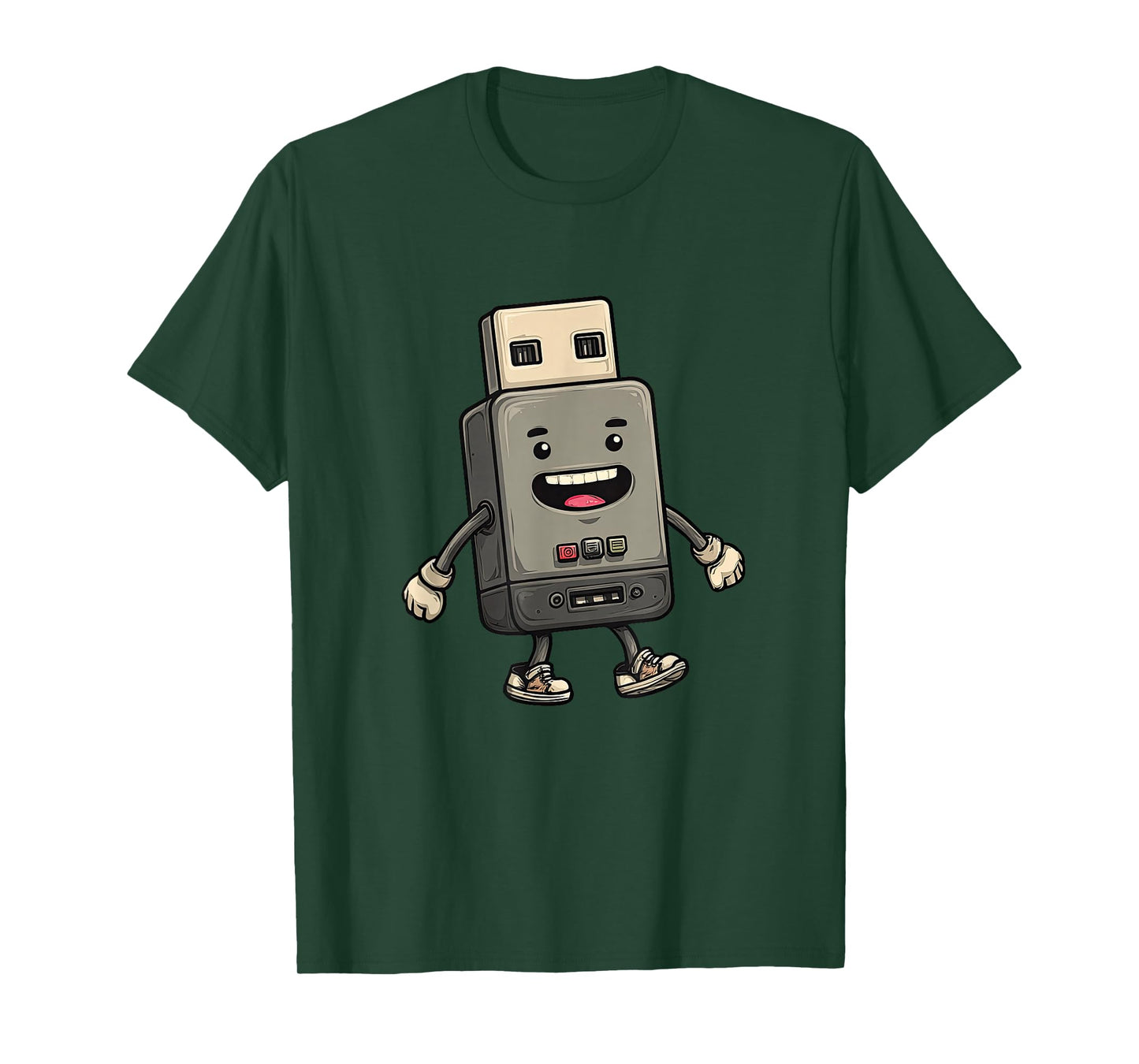 Funny USB Face with Shoes for Tech Lovers T-Shirt