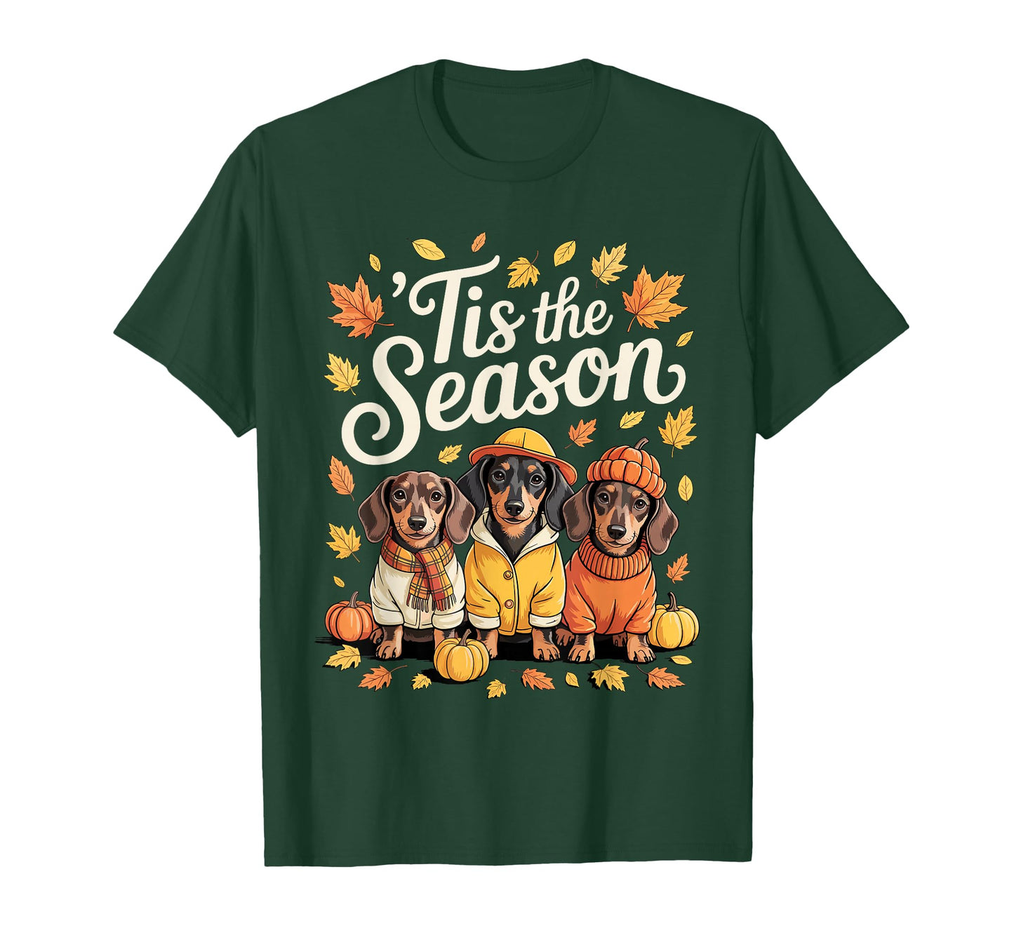 Tis The Season Dachshund Fall Autumn Pumpkin Wiener Dog T-Shirt