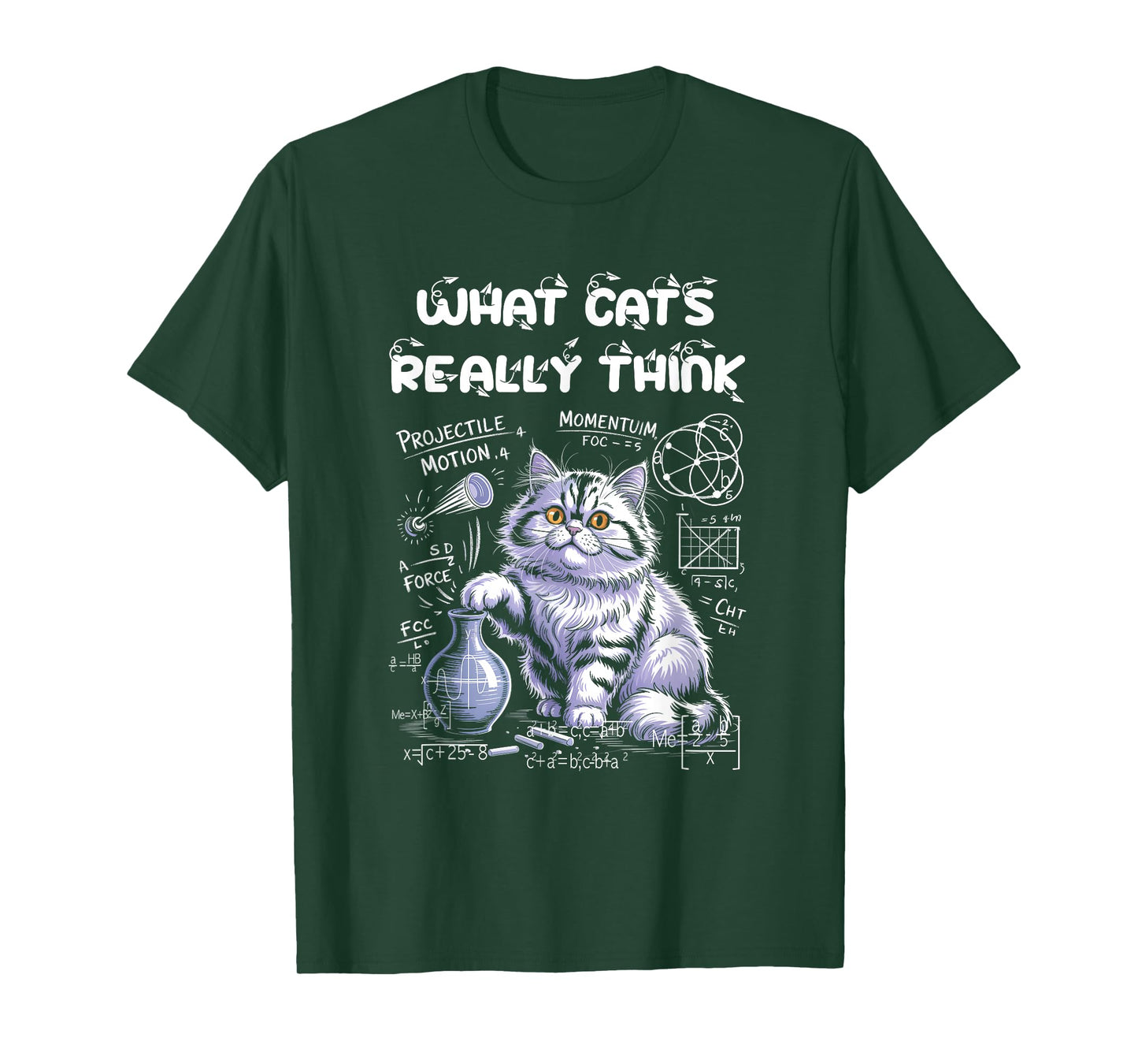 Funny Cat Physics Science Curiosity What Cats Really Think T-Shirt