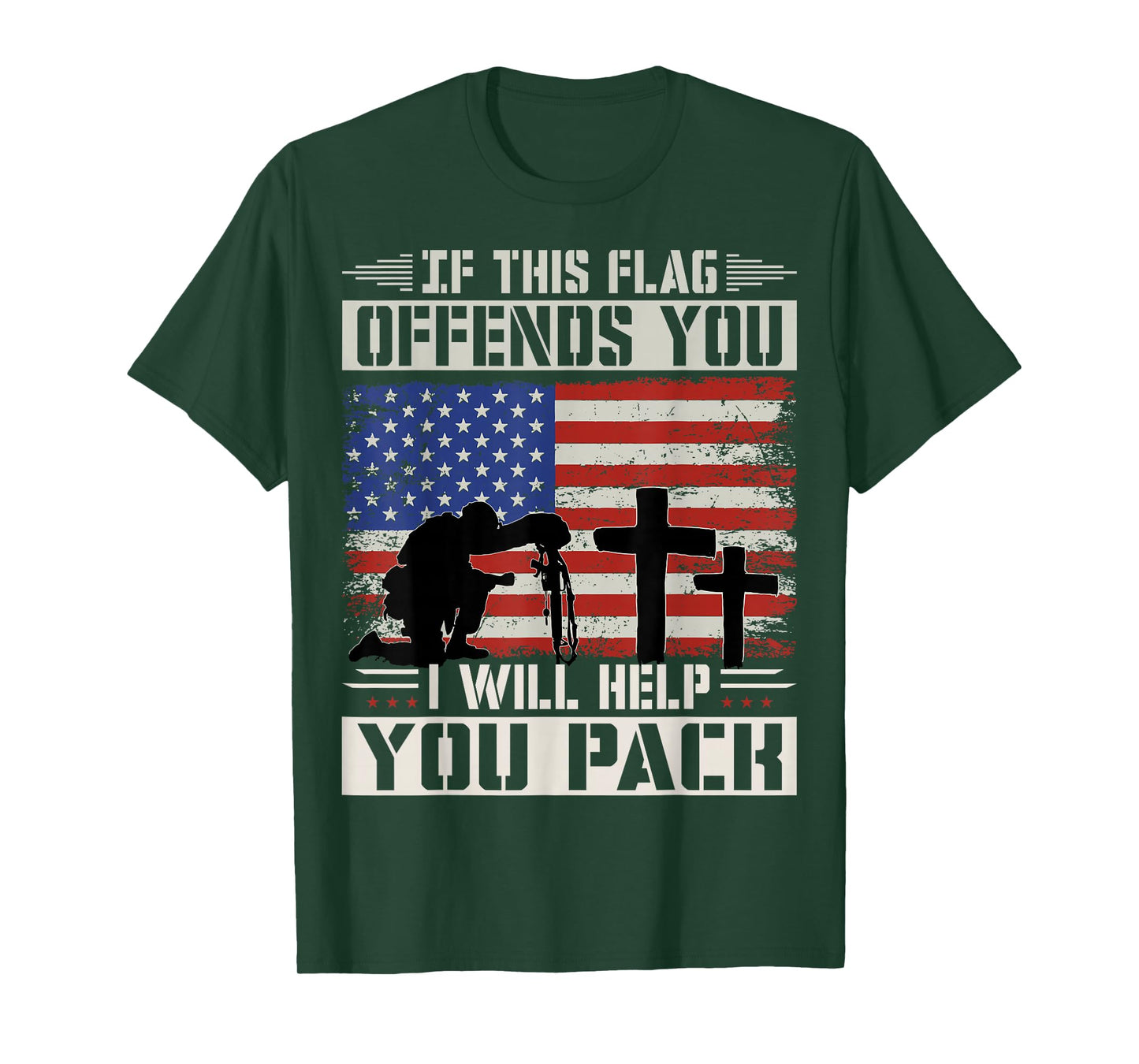 If This Flag Offends You I'll Help You Pack US Flag T-Shirt