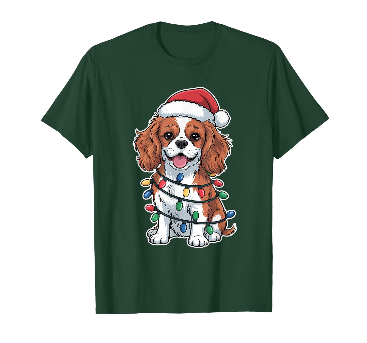 Cavalier King Charles Spaniel Wrapped in Christmas Lights T-Shirt